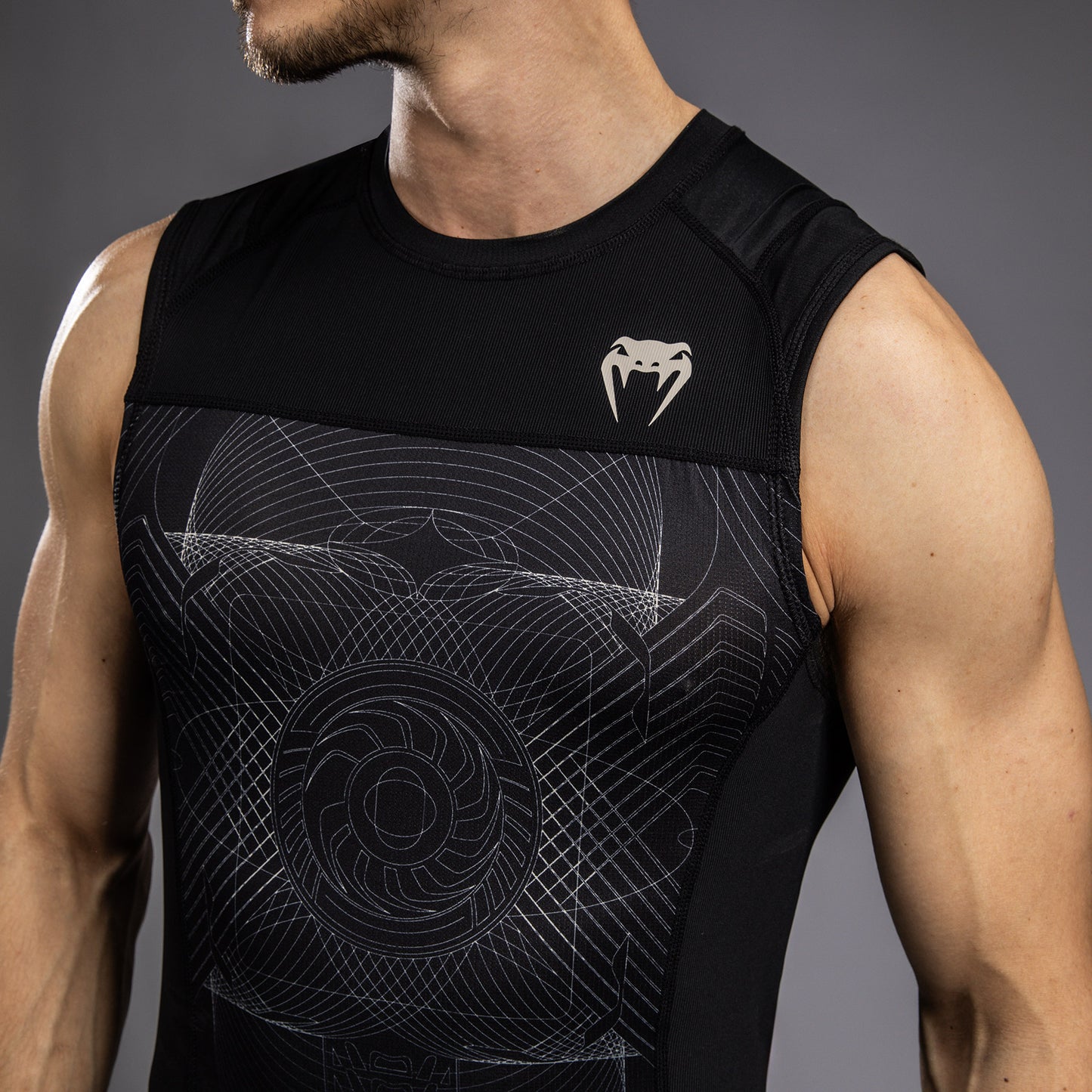 Модель без рукавов Rashguard для мужчин Venum G-Fit Air - Глубокий черный / Песок пустыни