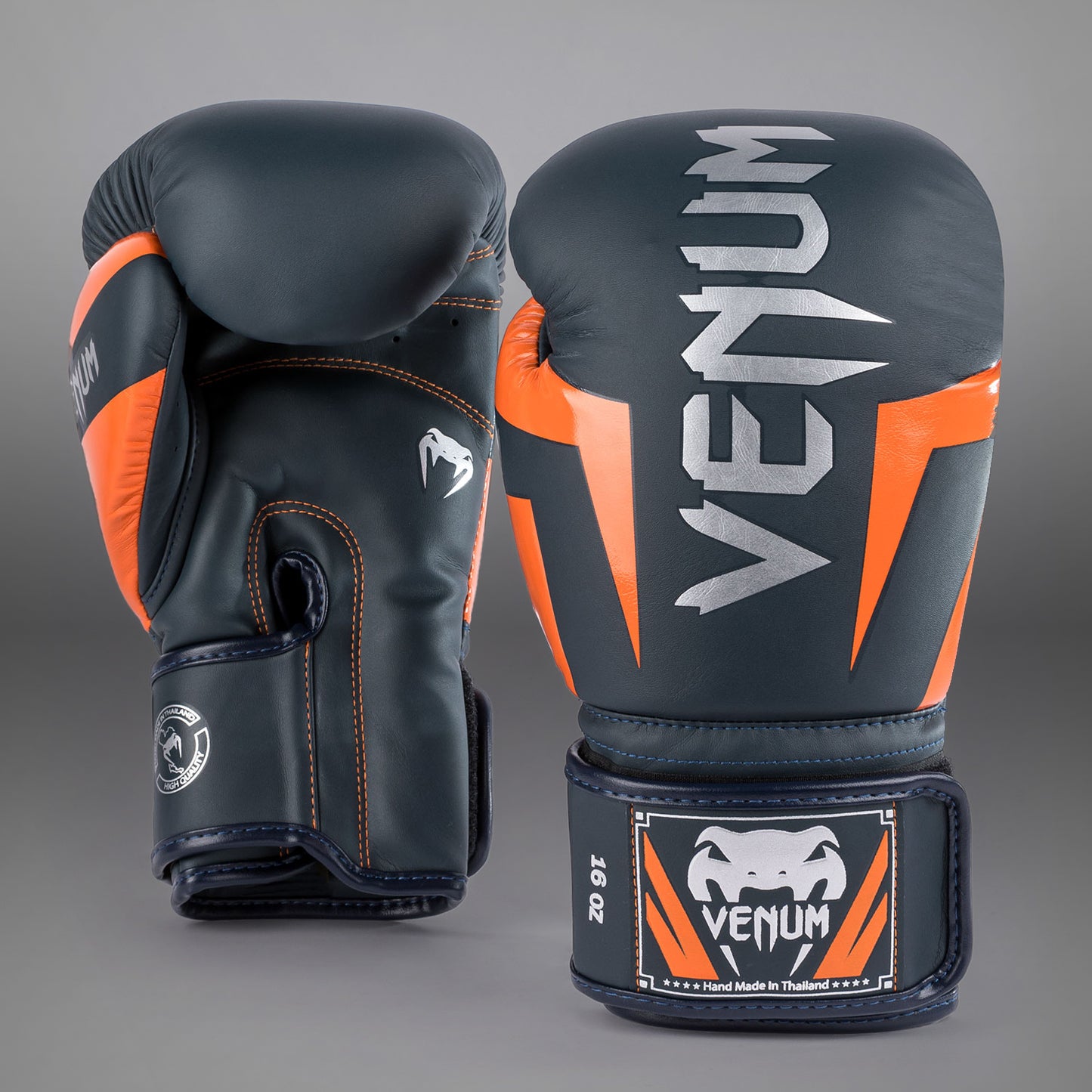 Боксерские перчатки Venum Elite - Navy/Silver/orange
