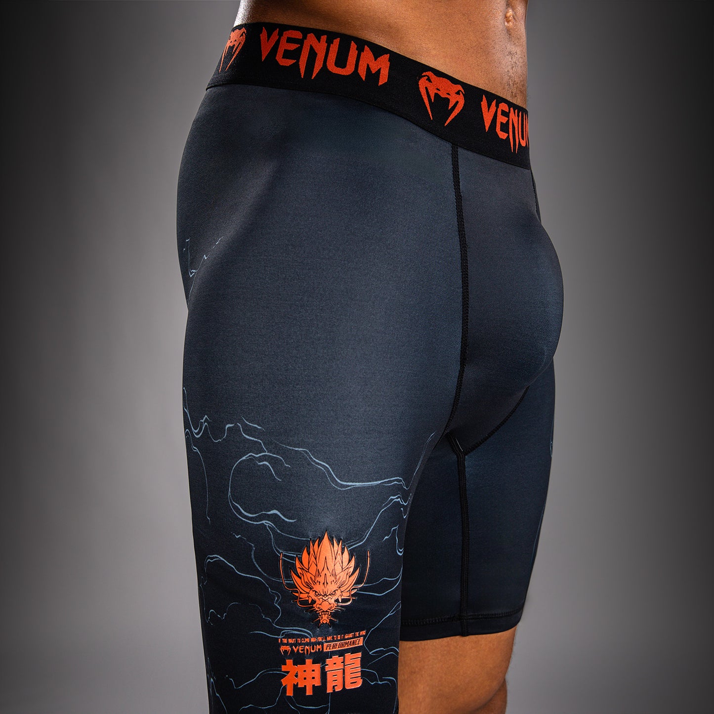 Компрессионные шорты Venum Thunder Dragon – Чёрный/Серый/Медный