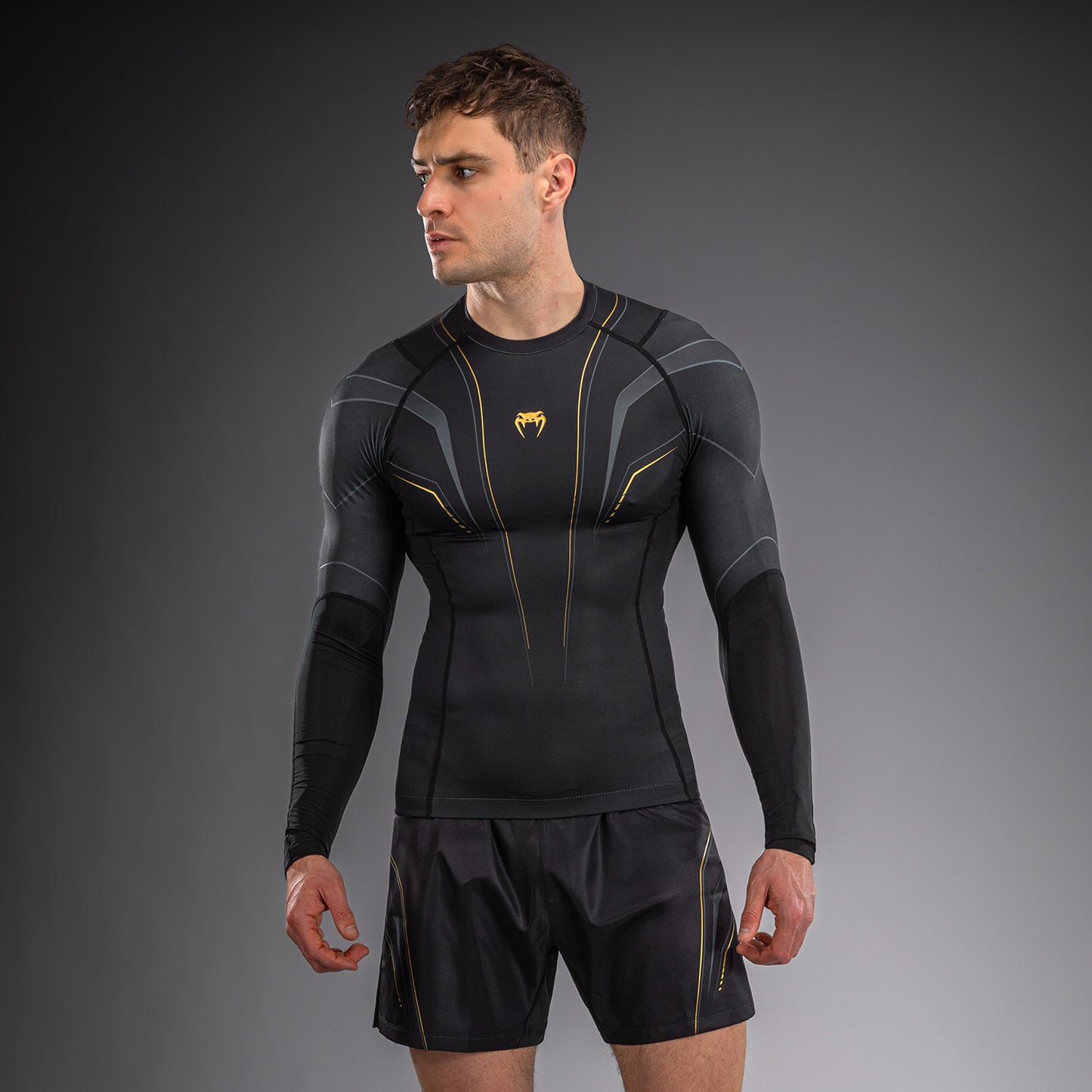 Рашгард с длинным рукавом Venum Streamline – Чёрный/Золотой