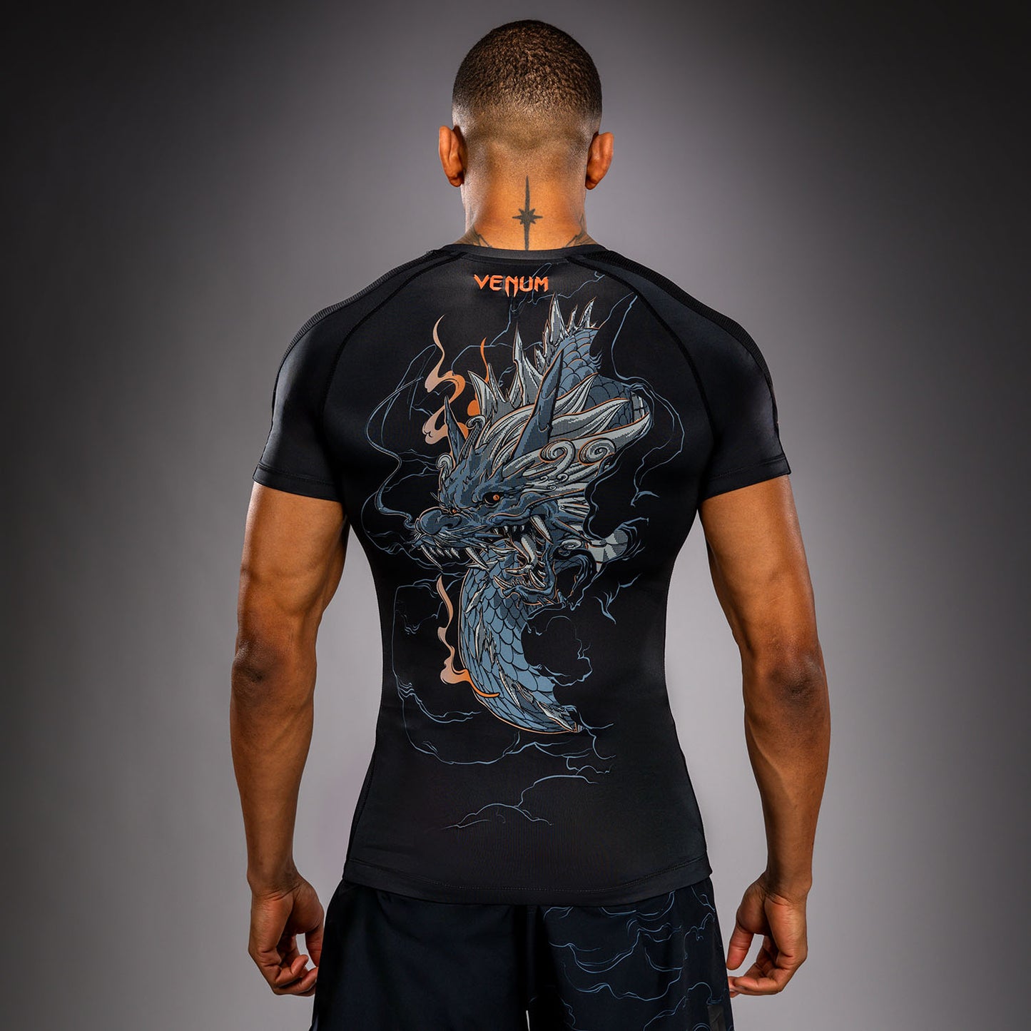 Рашгард с коротким рукавом Venum Thunder Dragon – Чёрный/Серый/Медный