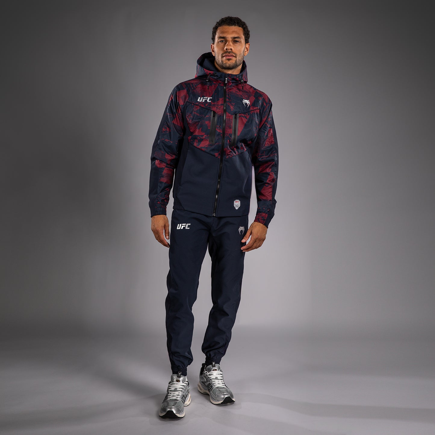 UFC Zenith by Venum Authentic Fight Week Толстовка на молнии Мужская - Темно-синий/бордовый/серебристый