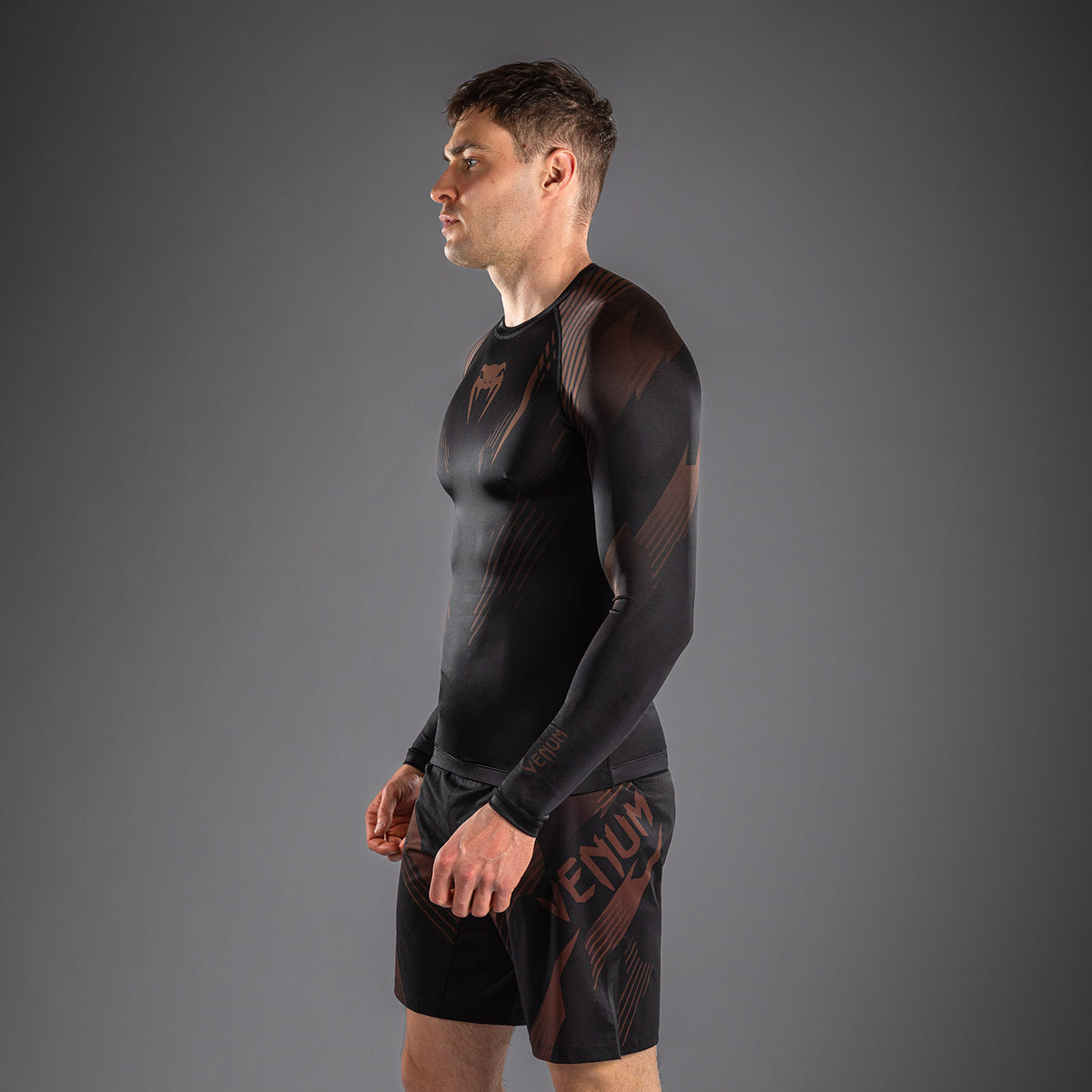Рашгард с длинным рукавом Venum No-Gi 6.0 - Чёрный/Коричневый