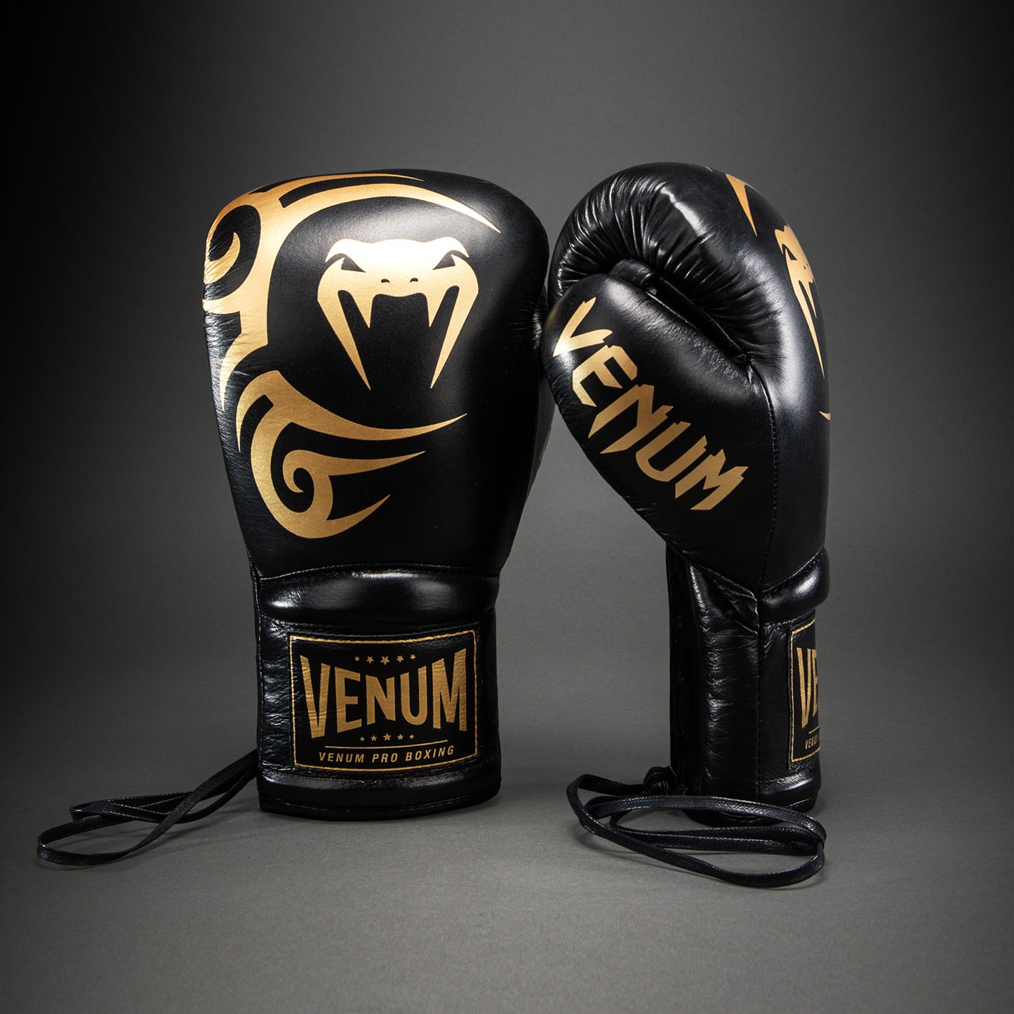 Боксерские перчатки Venum Giant 2.0 Mike Tyson Pro с шнуровкой – Чёрный/Золотой