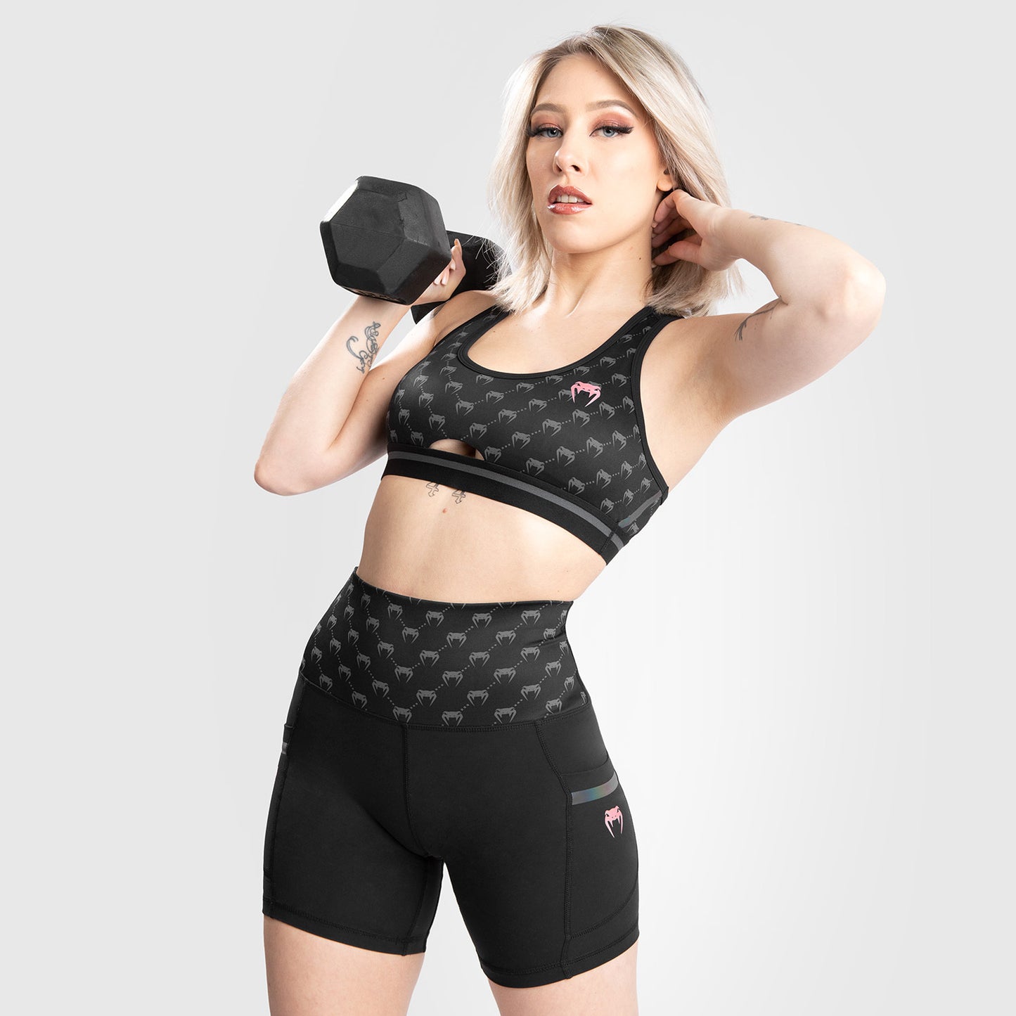 Велошорты Venum Monogram для женщин - черный/розовое золото