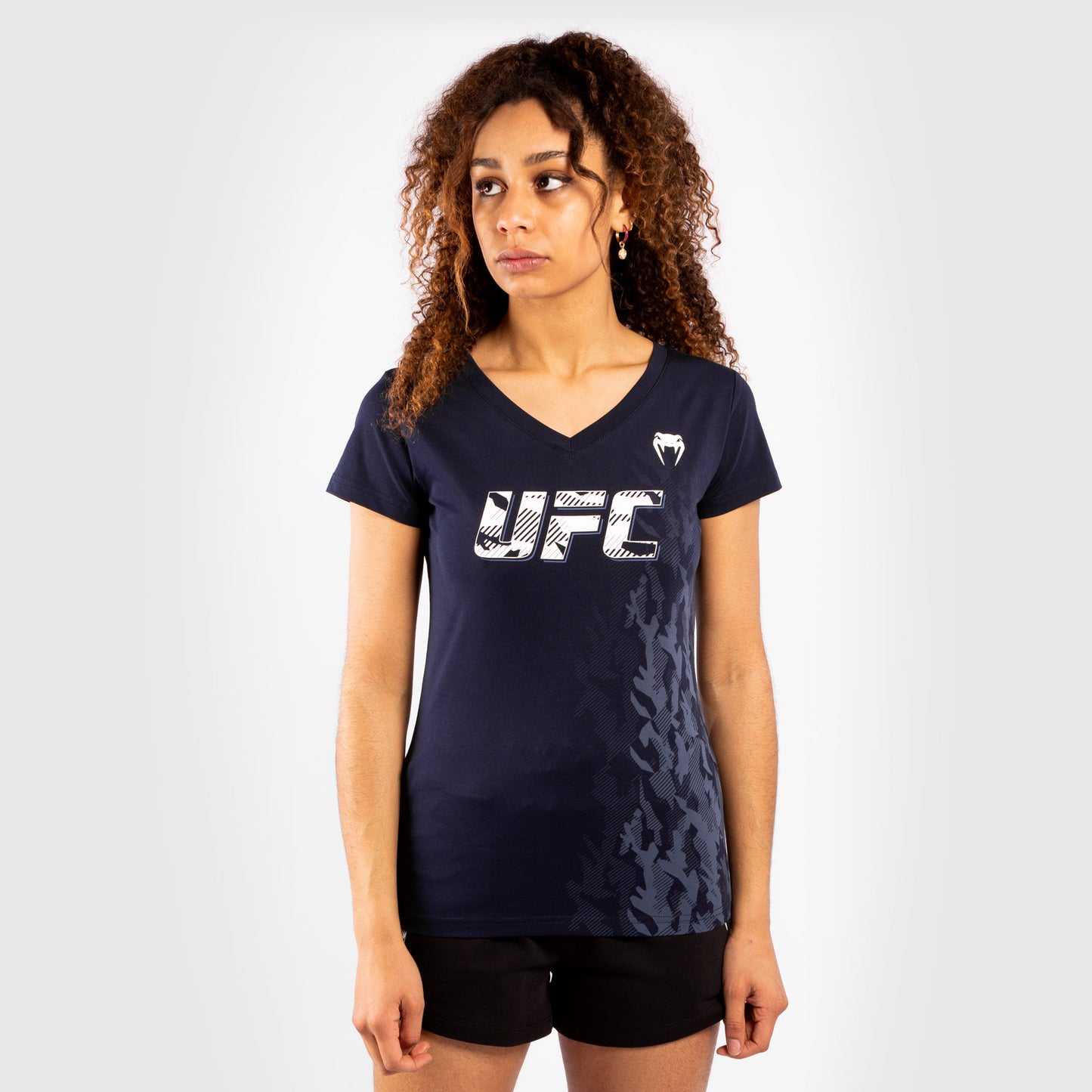 ЖЕНСКАЯ ХЛОПКОВАЯ ФУТБОЛКА С КОРОТКИМ РУКАВОМ UFC VENUM FIGHT WEEK - синий цвет флота