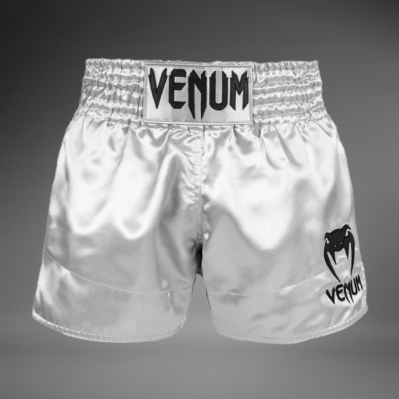 Шорты для тайского бокса Venum Classic серебристо-черные