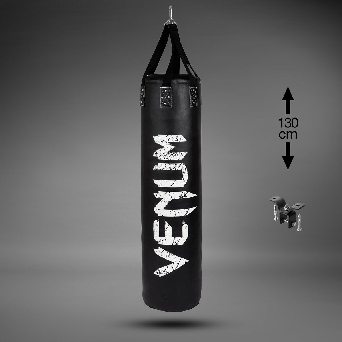 Боксерский мешок Venum Challenger - Чёрный/Белый, наполненный, 130 см, с потолочным крюком