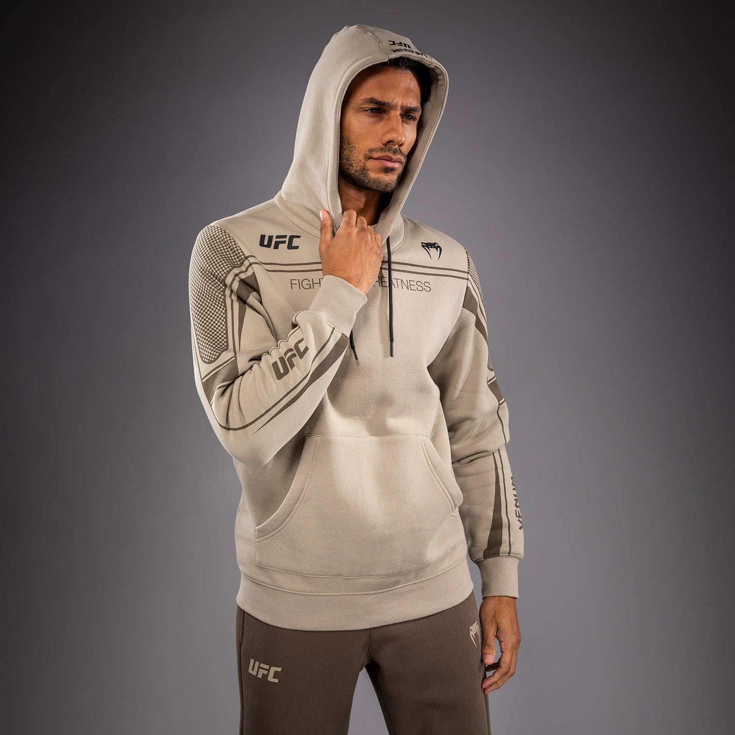 Мужская толстовка с капюшоном Venum UFC Unity by Venum Authentic Fight Week - Песочный