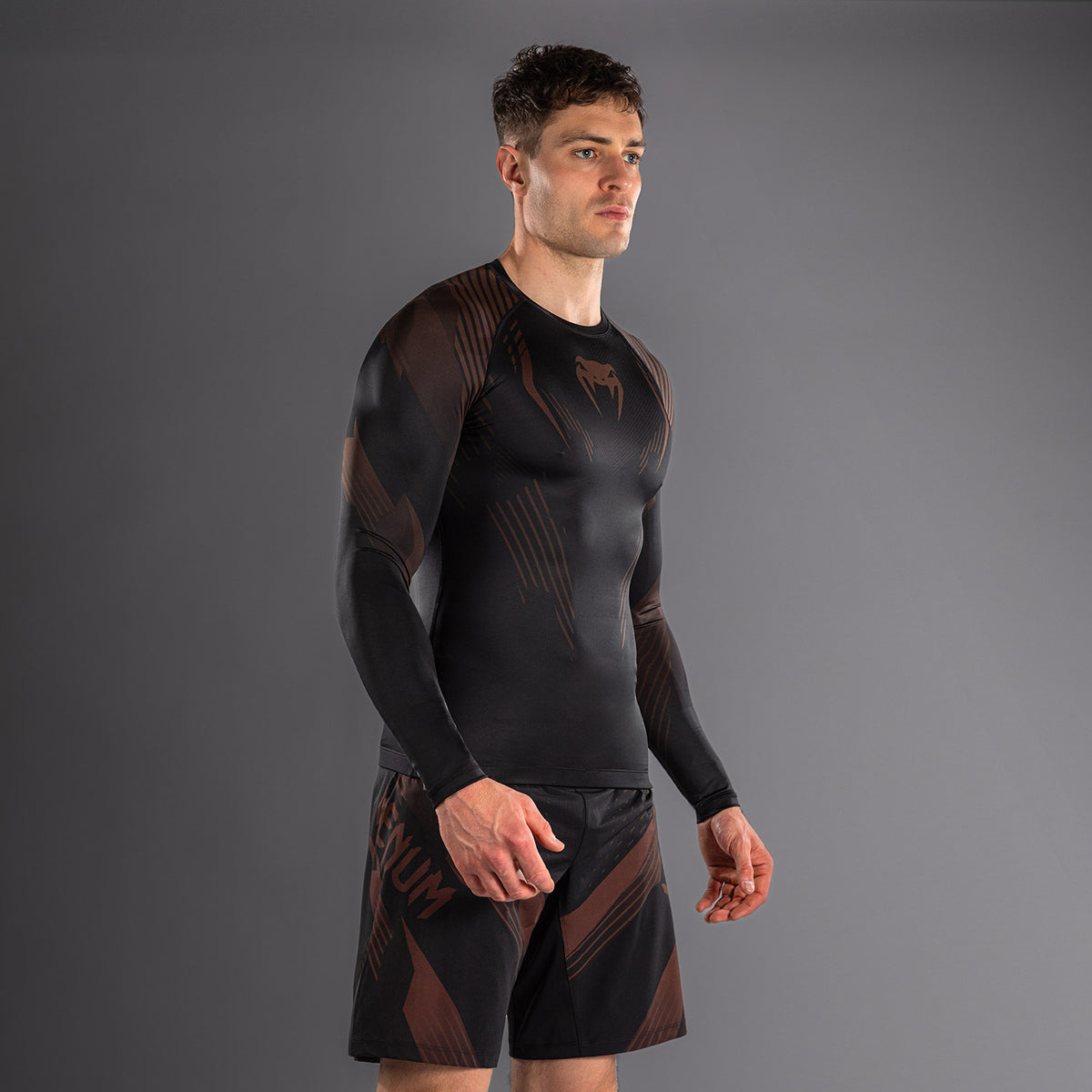 Рашгард с длинным рукавом Venum No-Gi 6.0 - Чёрный/Коричневый