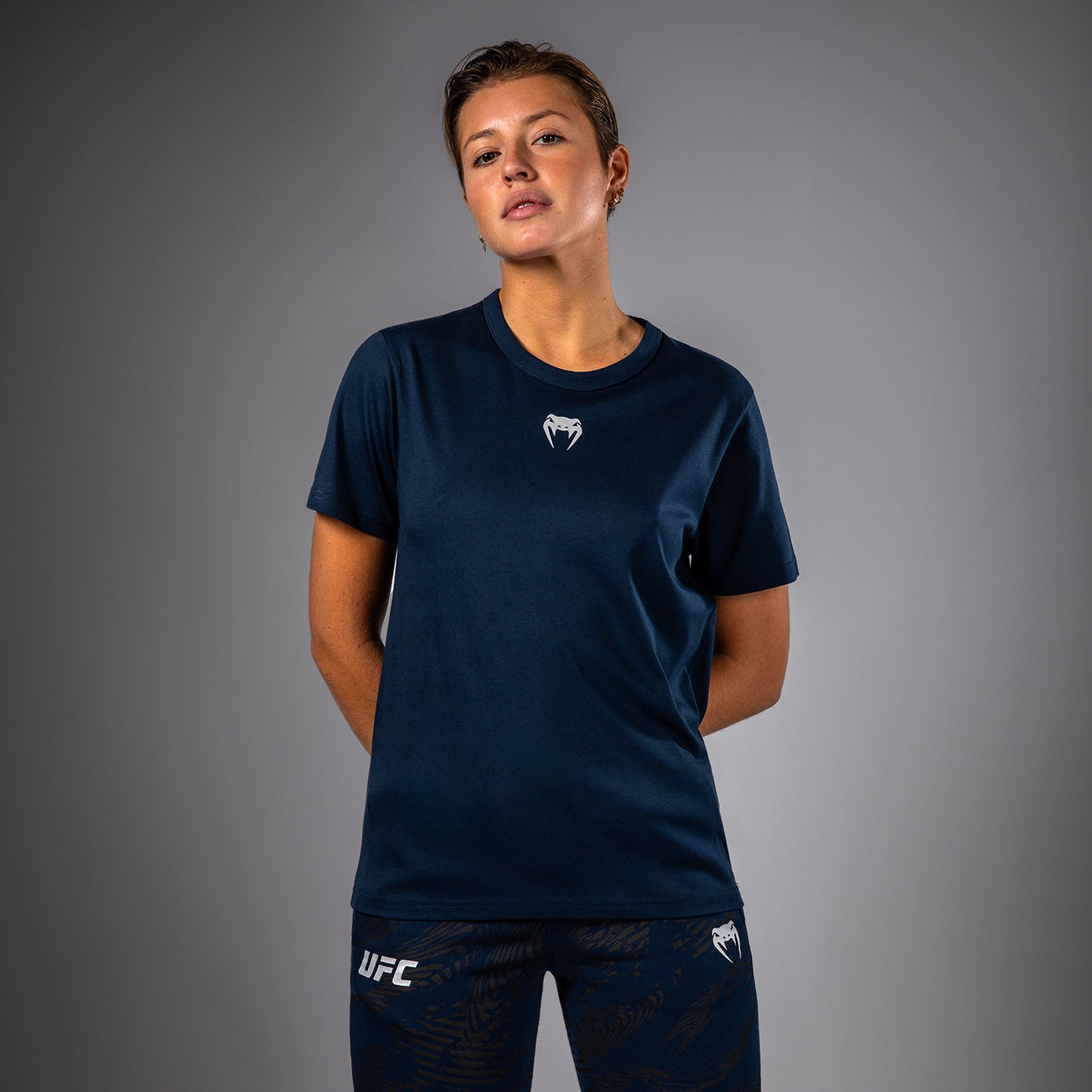 Футболка UFC Fusion by Venum Fight Week из хлопка с коротким рукавом для женщин - Solid Oceanic Blue