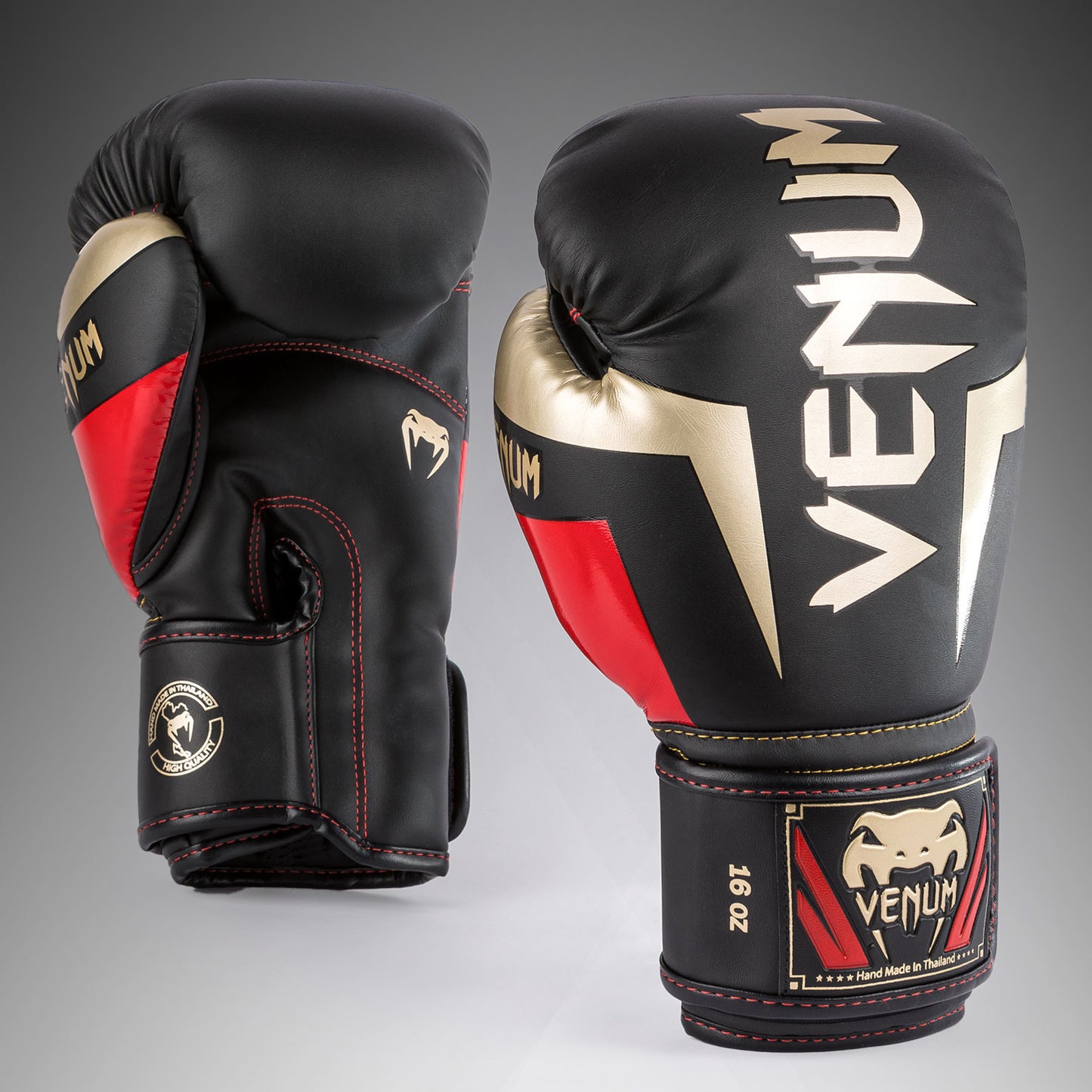 Боксерские перчатки Venum Elite - черный/золотой/красный