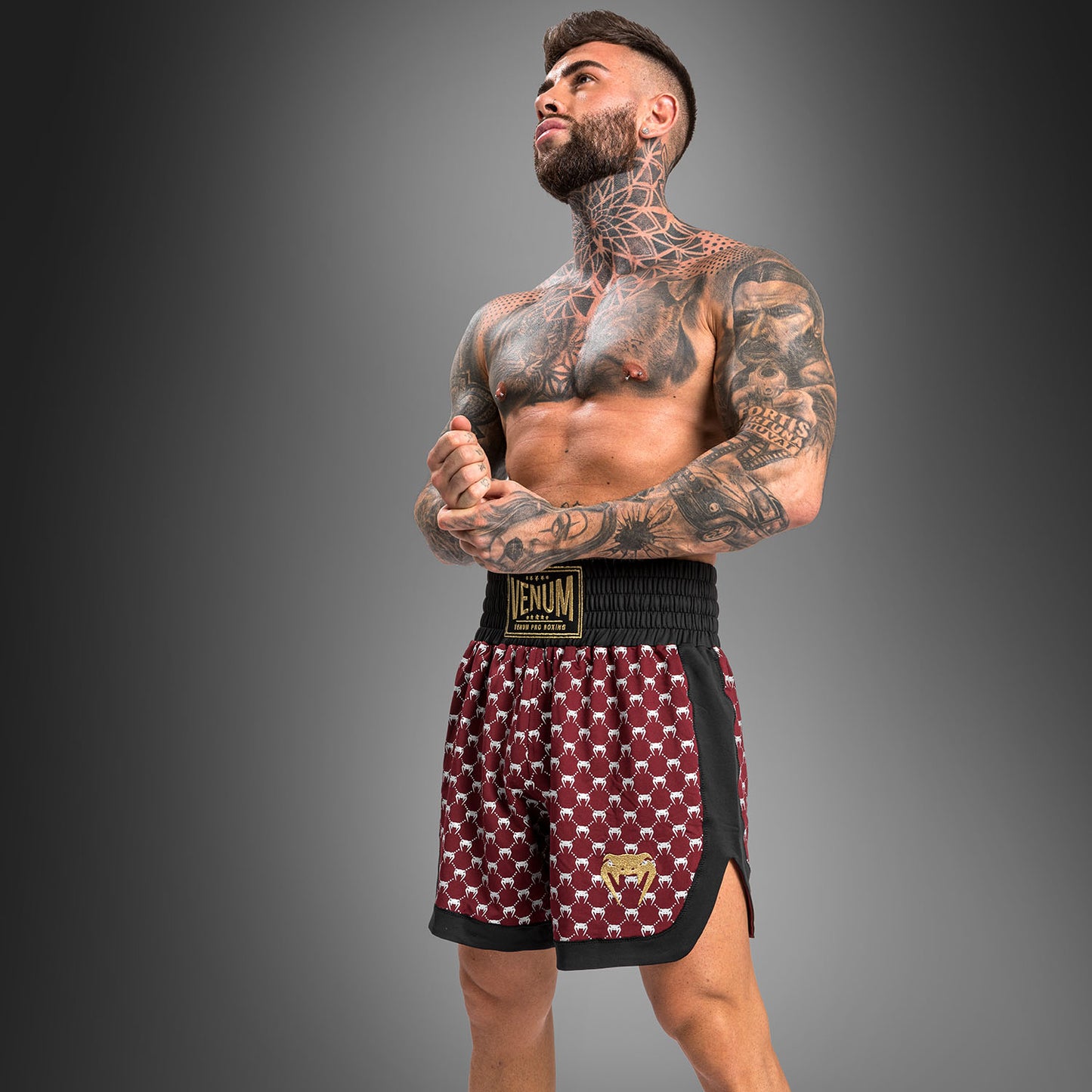 Venum Monogram Boxing Short - черный/бордовый