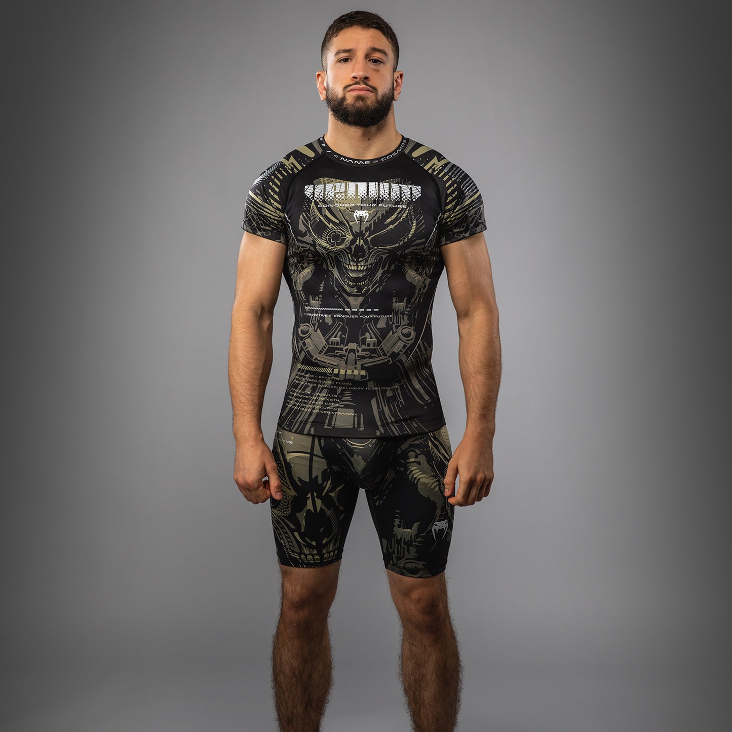 Venum Invader Рашгард с коротким рукавом - Черный/Песок