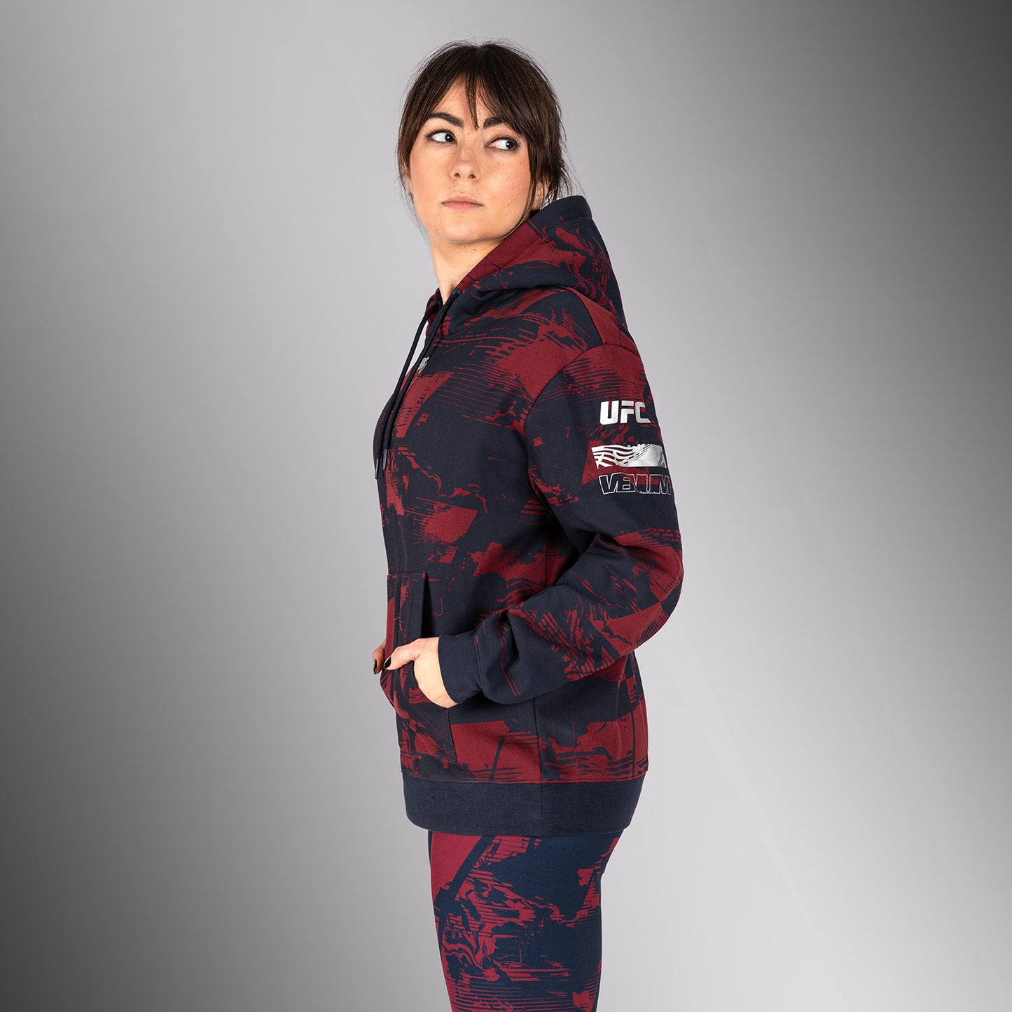 UFC Zenith by Venum Authentic Fight Week Толстовка Женская - Темно-синий/бордовый/серебристый