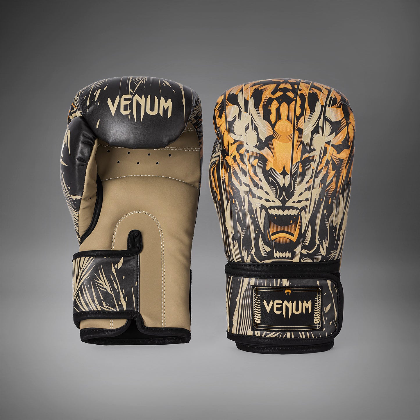 Боксерские перчатки Venum Tiger - Черный / Неоновый оранжевый
