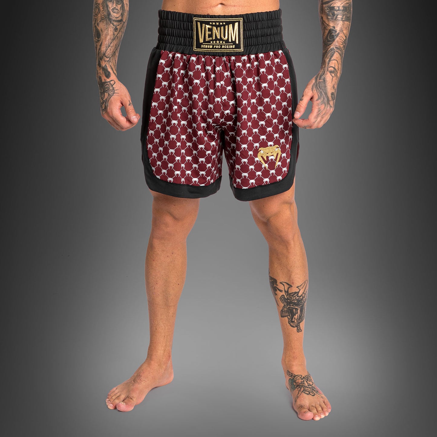 Venum Monogram Boxing Short - черный/бордовый