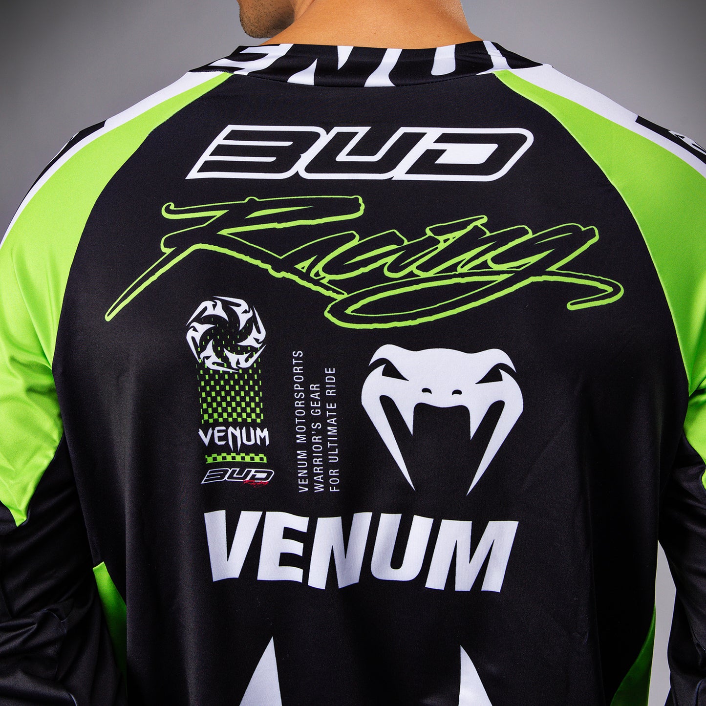 Мужская футболка Venum x Bud Racing - Черный/белый/зеленый лайм