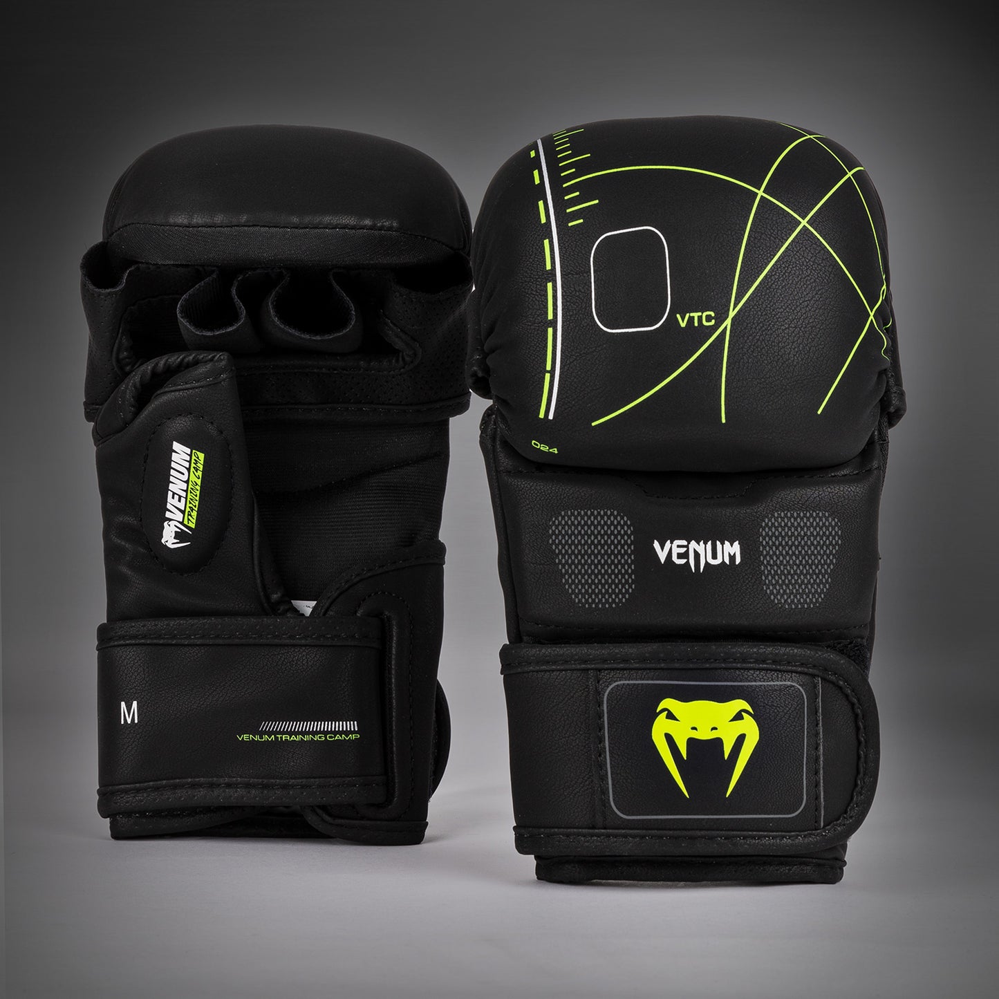 Venum Training Camp 4.0 Перчатки для спарринга MMA - черный/неоновый зеленый