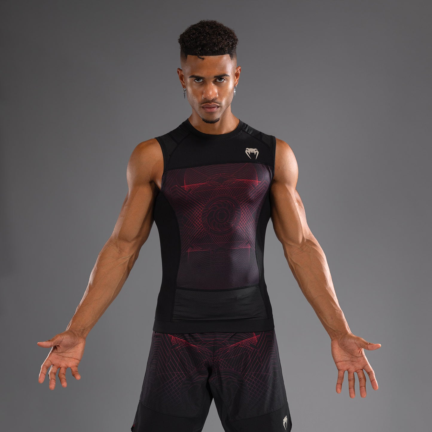 Модель без рукавов Rashguard для мужчин Venum G-Fit Air - Глубокий черный / Огненно-красный
