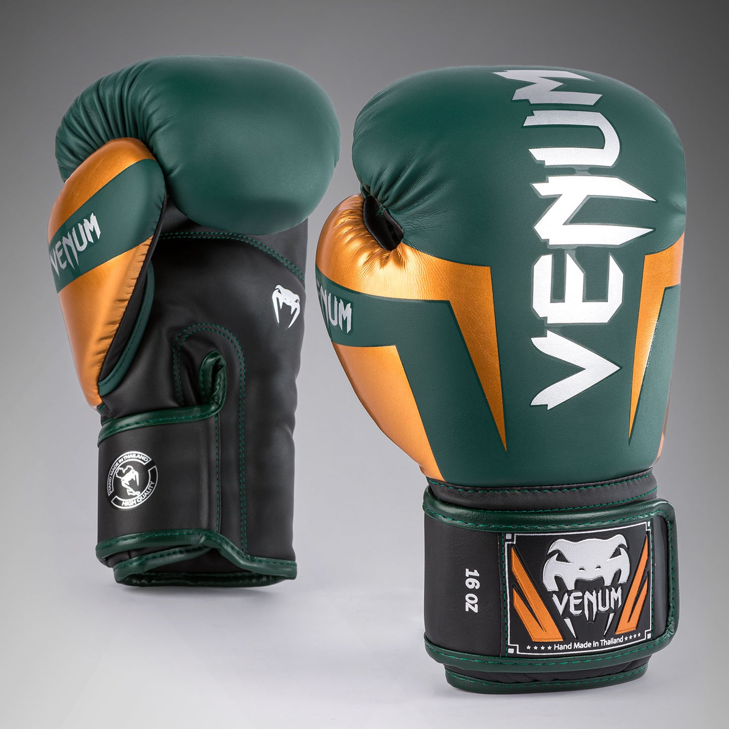 Боксерские перчатки Venum Elite - зеленый/бронзовый/серебристый