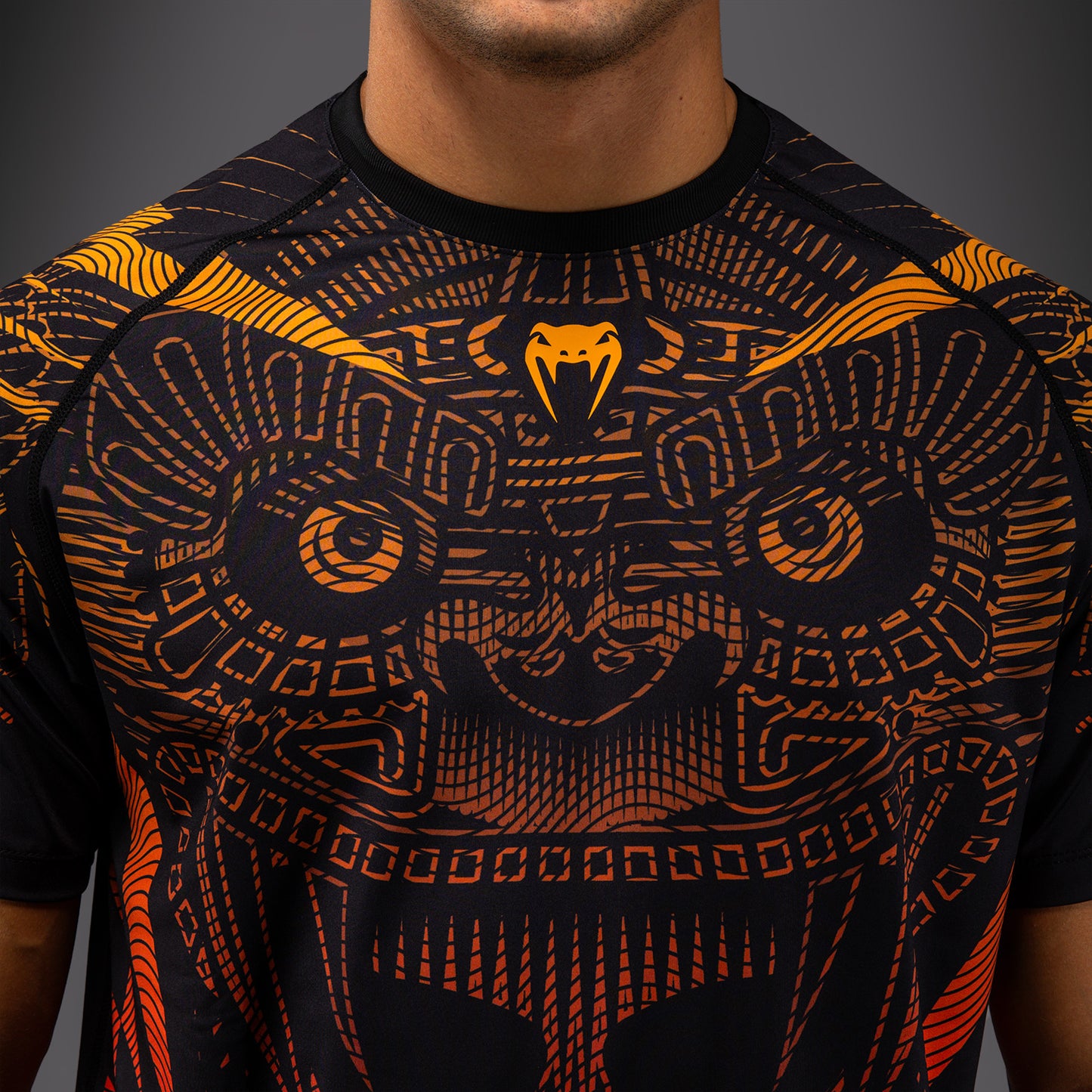 Футболка Venum Quetzal Fury Dry-Tech - Чёрный/Красный Fury/Мандариновый