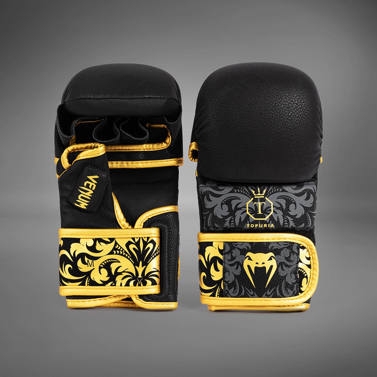 Venum x Topuria Unmatched Edition Перчатки для спарринга MMA - Черный/Золотой