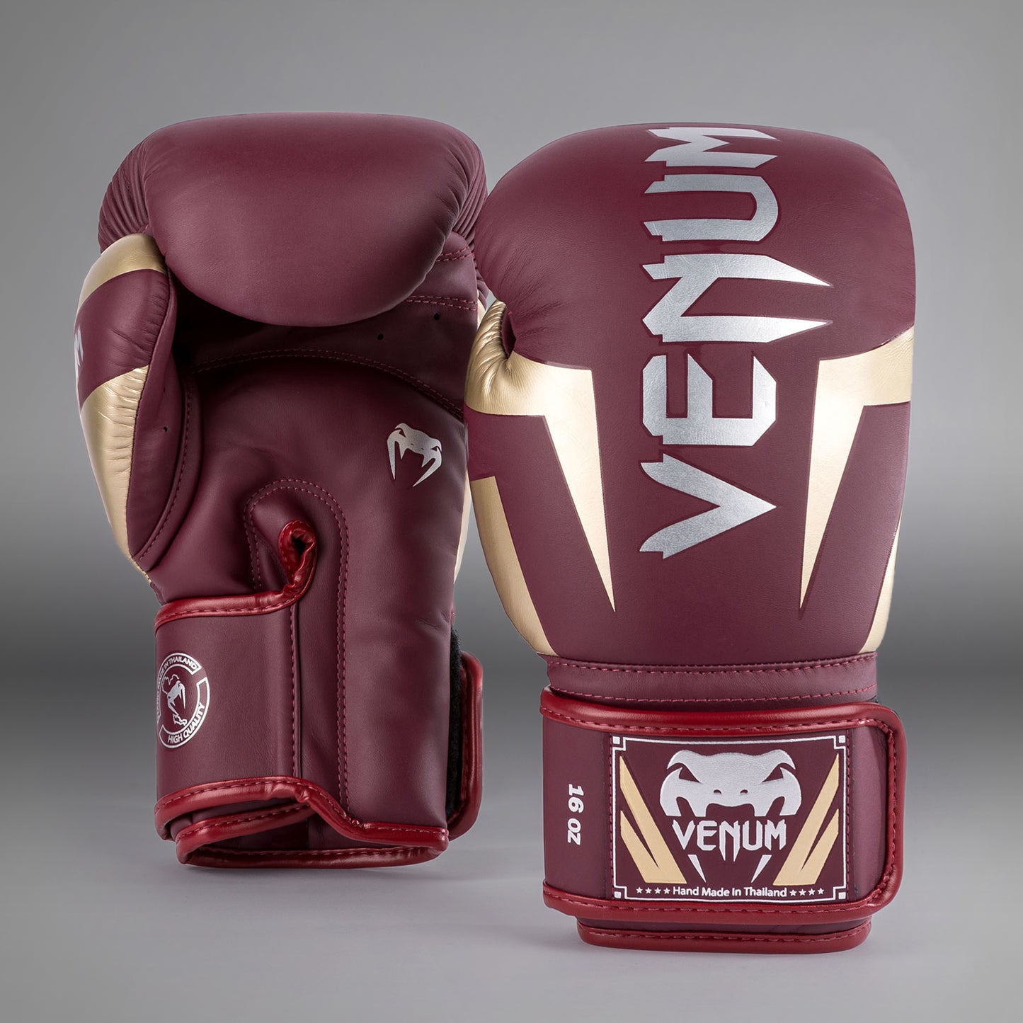 Боксерские перчатки Venum Elite - бордовый/золотой
