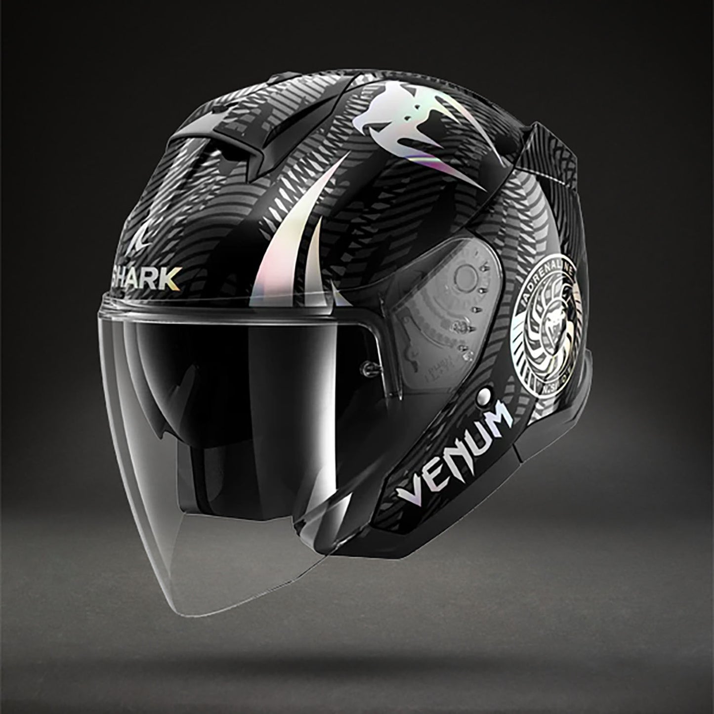 Защитный шлем Venum x Shark SKWAL JET Motorcycle – Чёрный хром/Антрацит