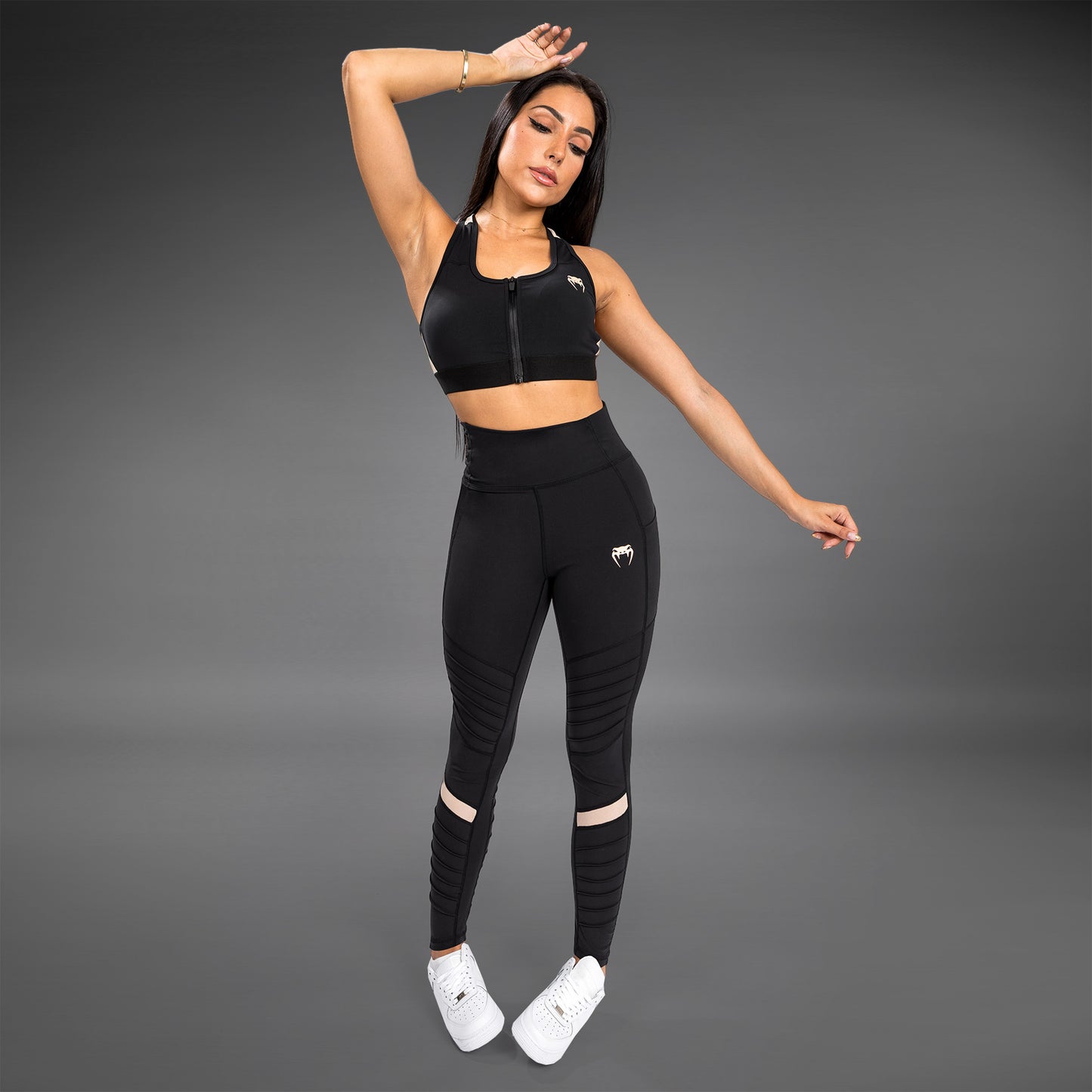 Леггинсы Venum Moto Leggings - черный/песочный