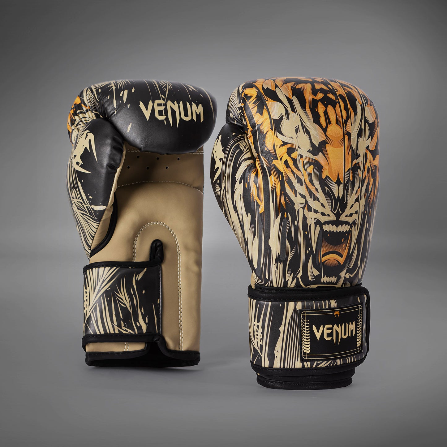 Боксерские перчатки Venum Tiger - Черный / Неоновый оранжевый