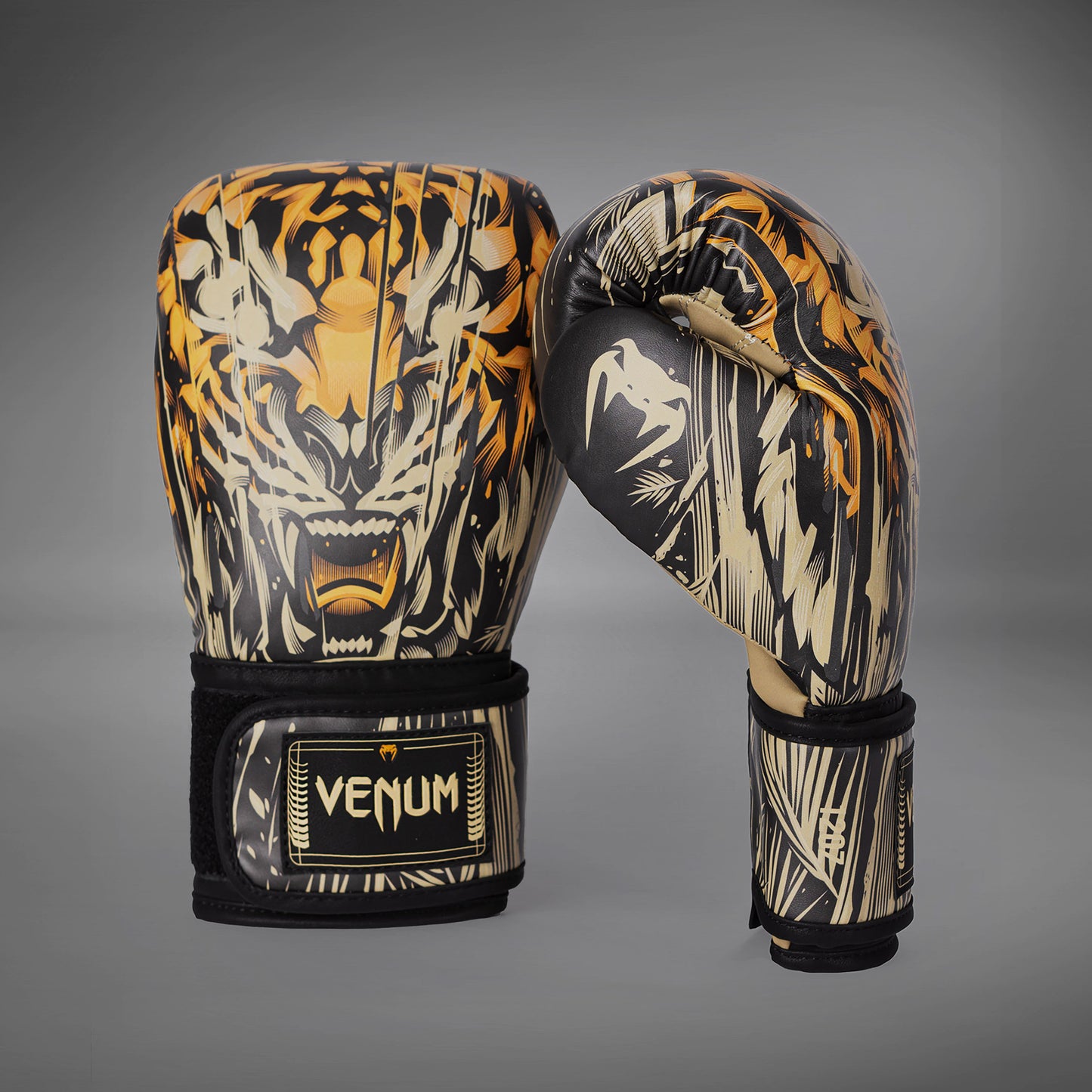 Боксерские перчатки Venum Tiger - Черный / Неоновый оранжевый