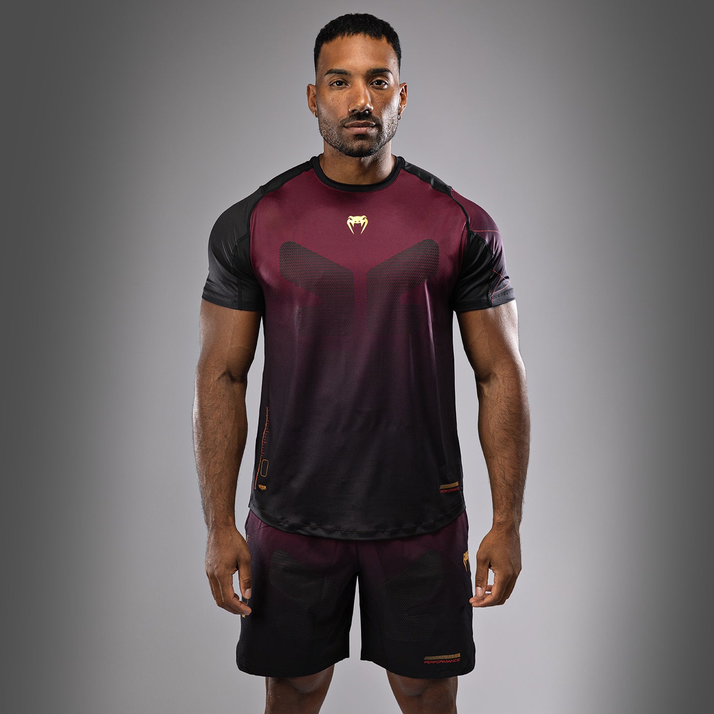 Venum Tactical XT Мужская футболка Dry Tech T-Shirt - черный/бордовый/золотой