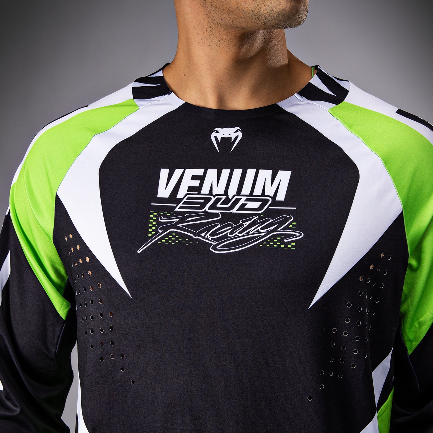 Мужская футболка Venum x Bud Racing - Черный/белый/зеленый лайм