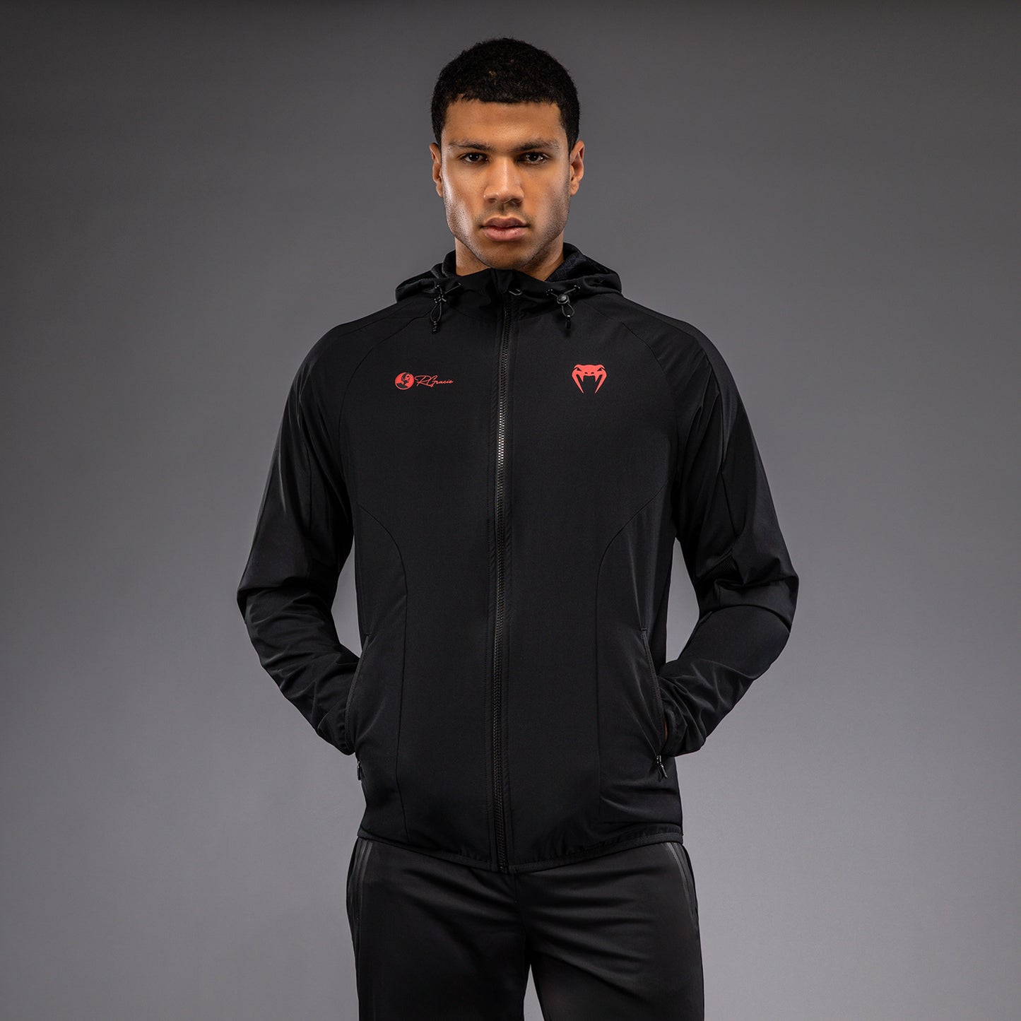 Куртка на молнии Venum x Roger Gracie Signature - Чёрный/Красный