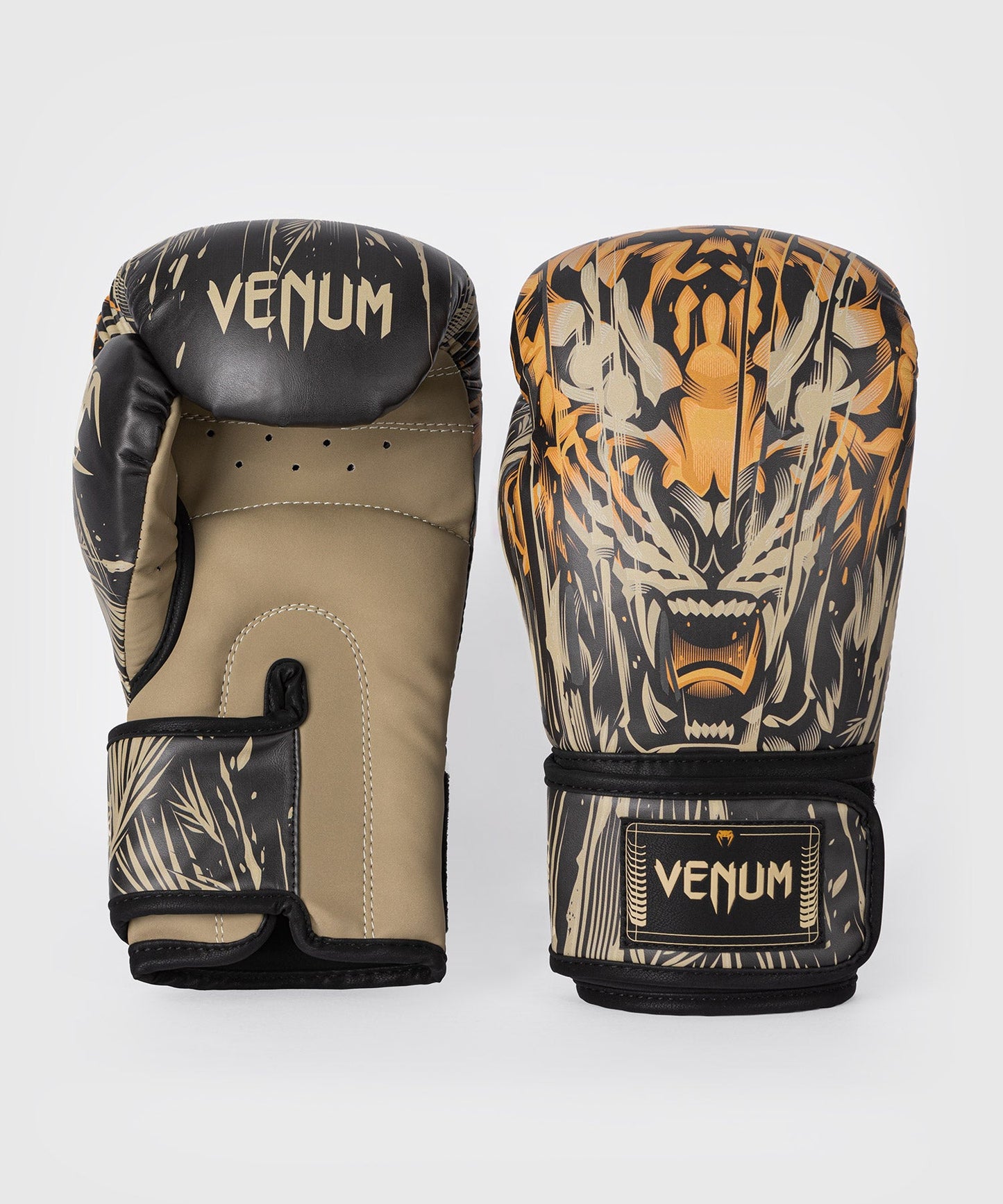 Боксерские перчатки Venum Tiger - Черный / Неоновый оранжевый