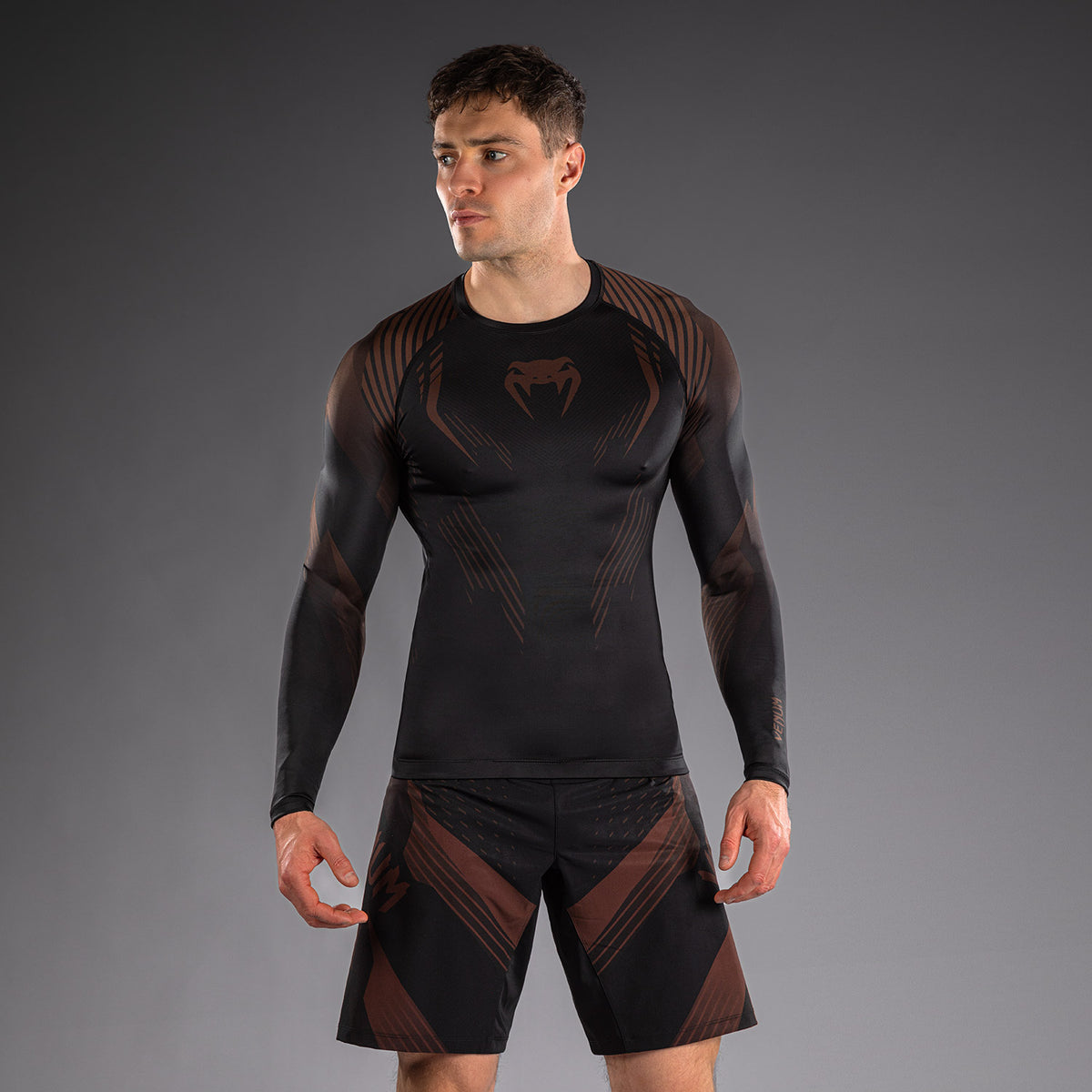 Рашгард с длинным рукавом Venum No-Gi 6.0 - Чёрный/Коричневый