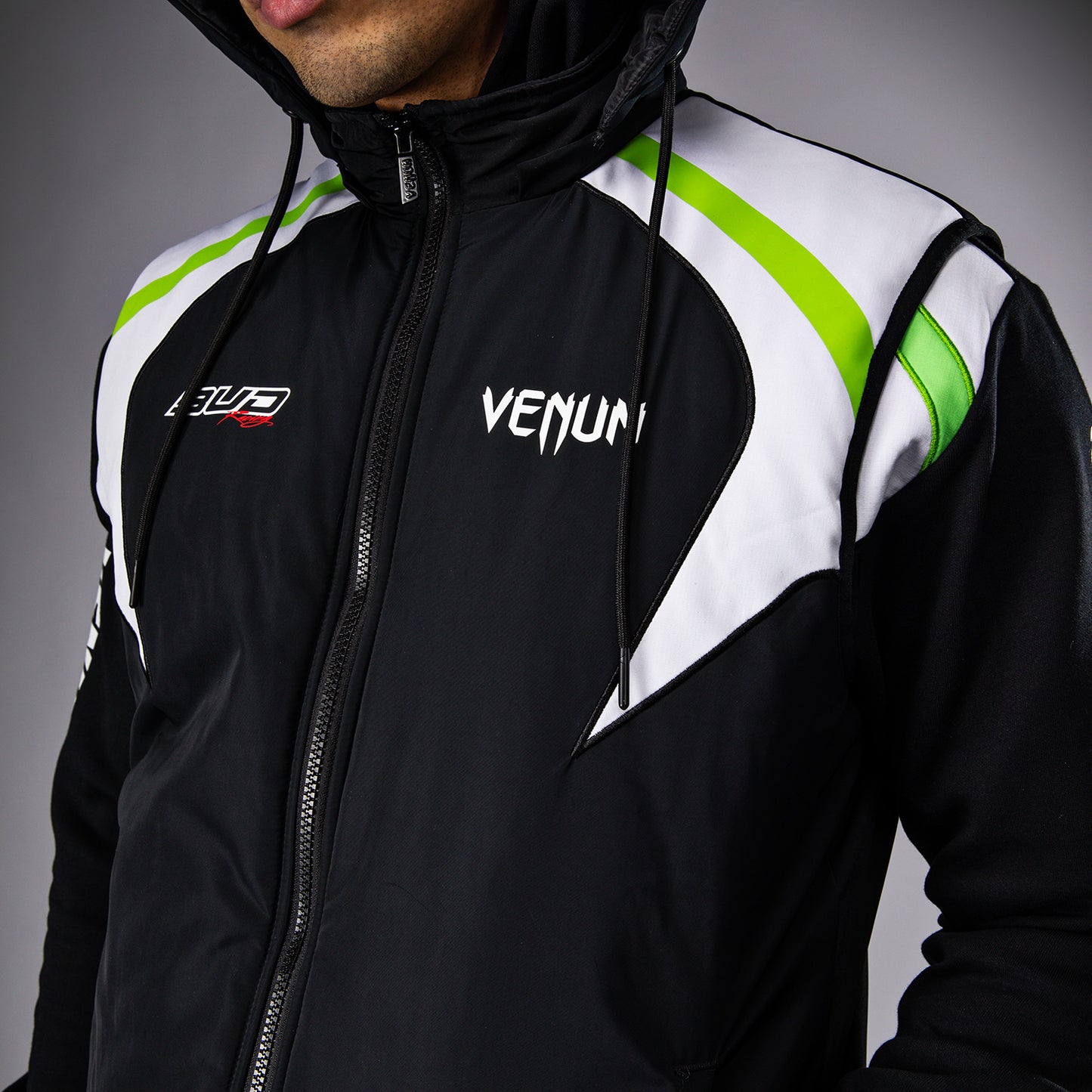 Пуховая куртка без рукавов для мужчин Venum x Bud Racing - Черный/белый/зеленый лайм