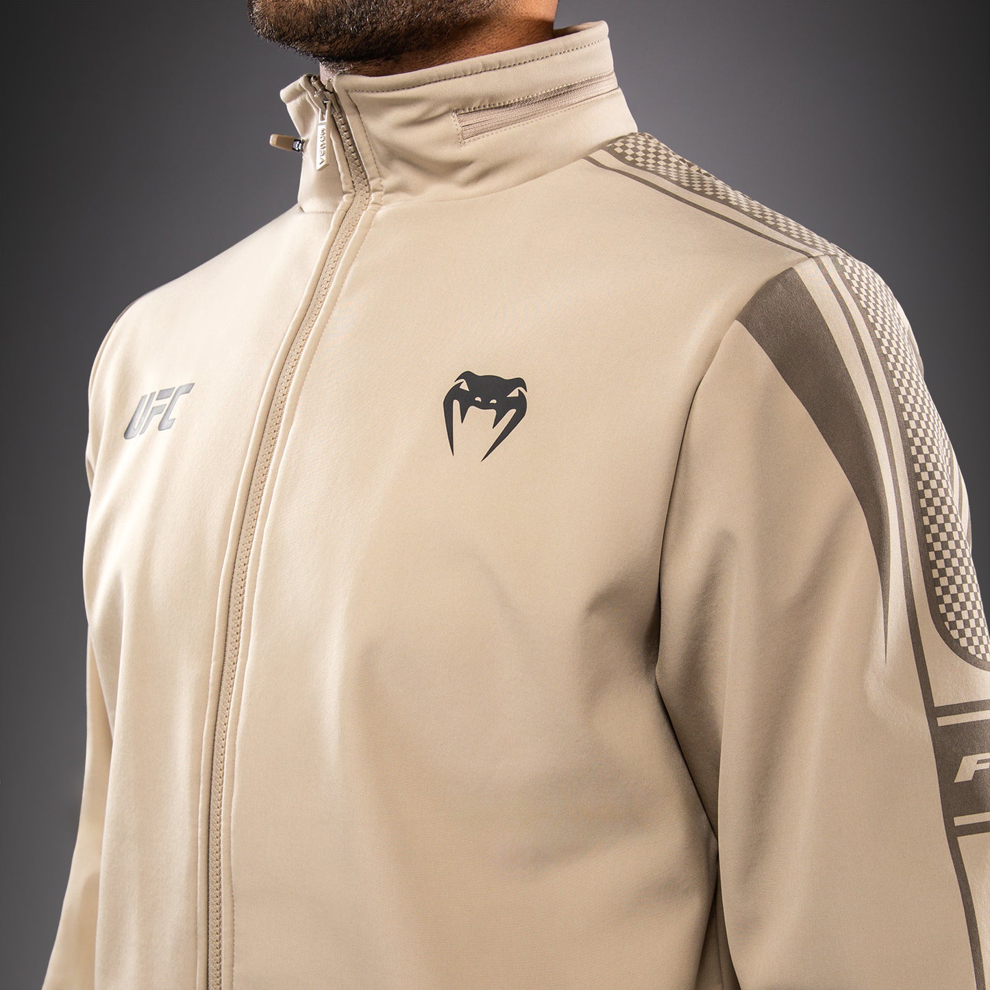 Мужская толстовка с капюшоном на молнии Venum UFC Unity by Venum Authentic Fight Week - Песочный