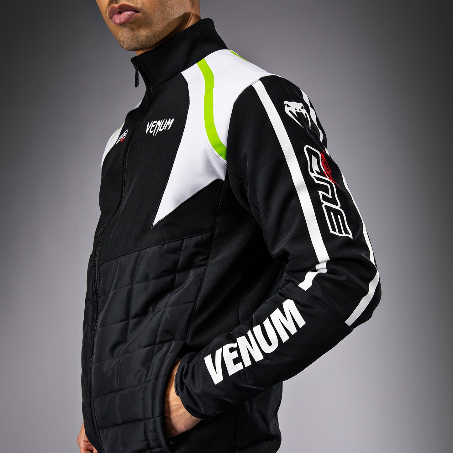 Мужская куртка Venum x Bud Racing - черный/белый/зеленый лайм