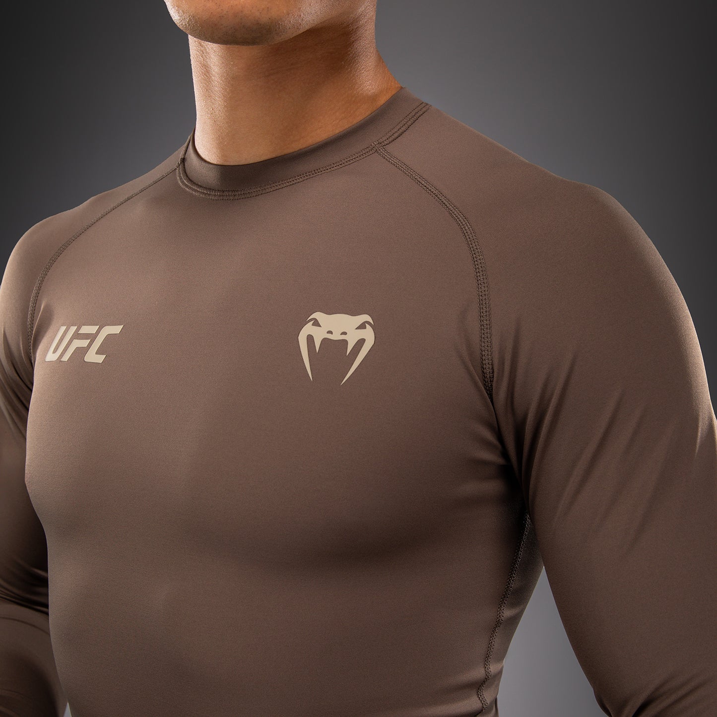 Мужской функциональный рашгард с длинным рукавом Venum UFC Unity by Venum Authentic Fight Week - Коричневый