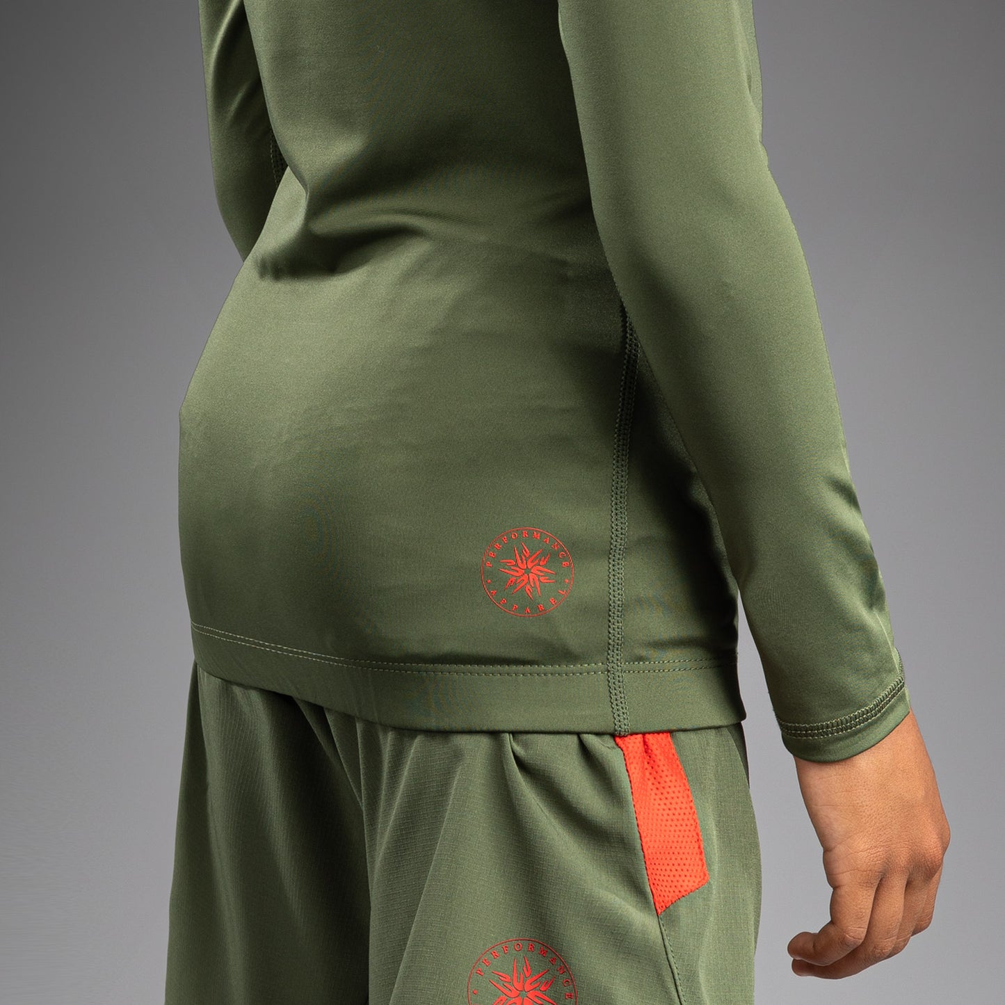 Venum Contender Дети Rashguards Длинные Рукава - Army Green/Orange