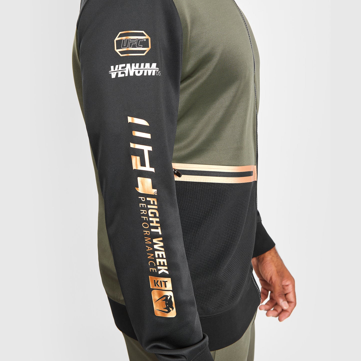 UFC Adrenaline by Venum Fight Week Мужская толстовка на молнии - хаки/бронза