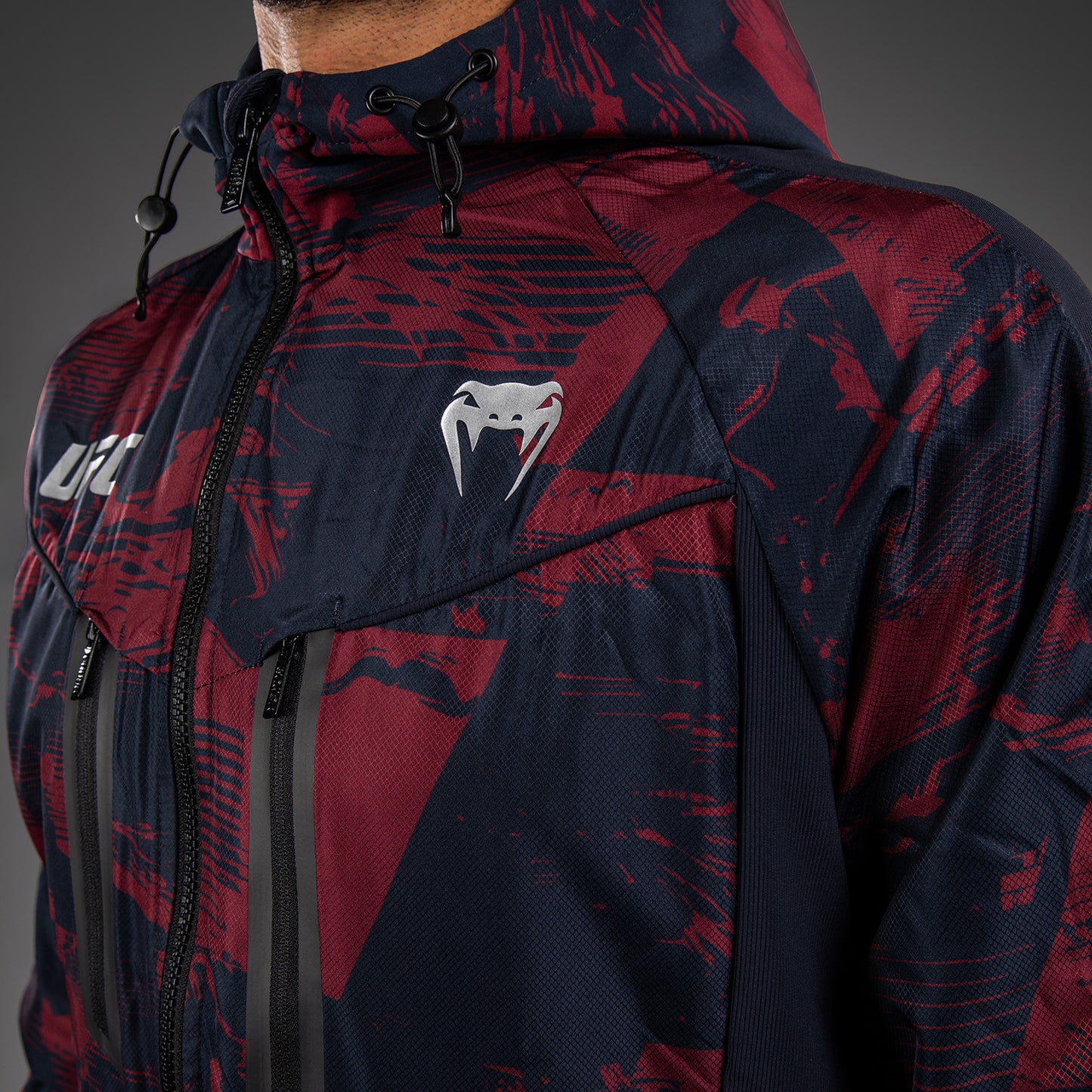 UFC Zenith by Venum Authentic Fight Week Толстовка на молнии Мужская - Темно-синий/бордовый/серебристый