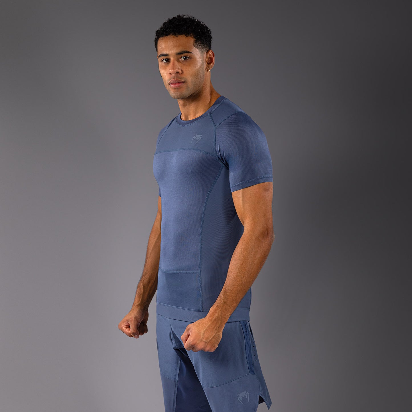 Короткий рукав Rashguard для мужчин Venum G-Fit Air - Туманный синий