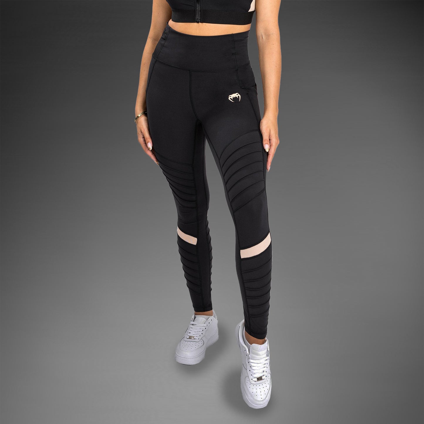 Леггинсы Venum Moto Leggings - черный/песочный