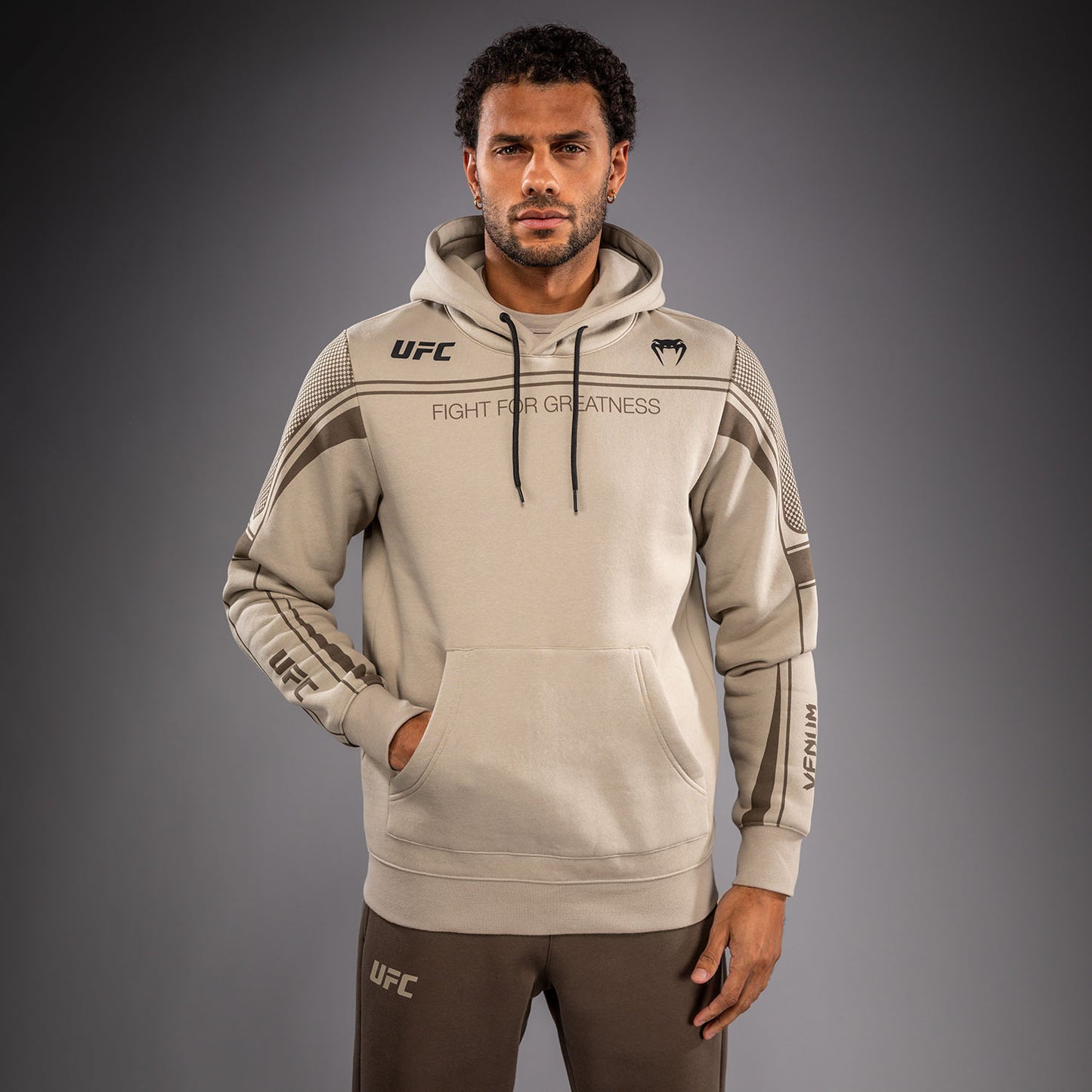 Мужская толстовка с капюшоном Venum UFC Unity by Venum Authentic Fight Week - Песочный