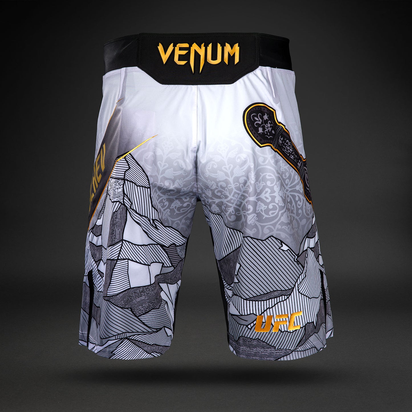 UFC Unrivaled by Venum Islam Makhachev Мужские Боевая Шорты - Белый/Чёрный
