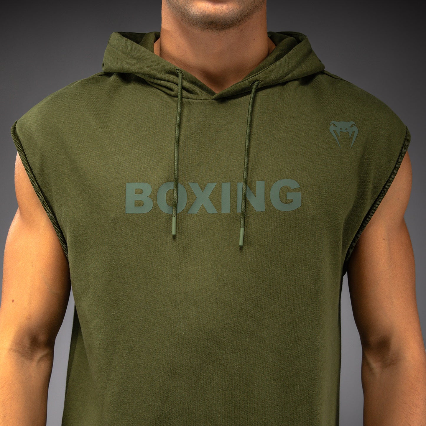 Толстовка с капюшоном без рукавов Venum Boxing VT – Милитари Грин