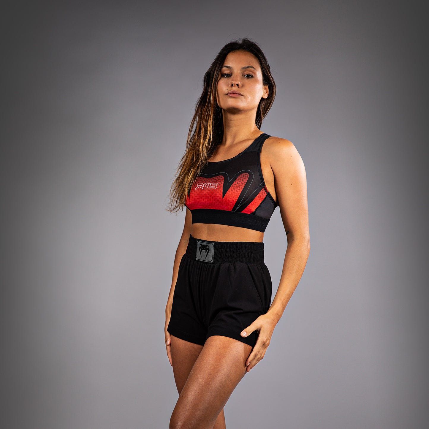 Спортивный бюстгальтер женский Venum x RWS 2.0 – Чёрный/Красный